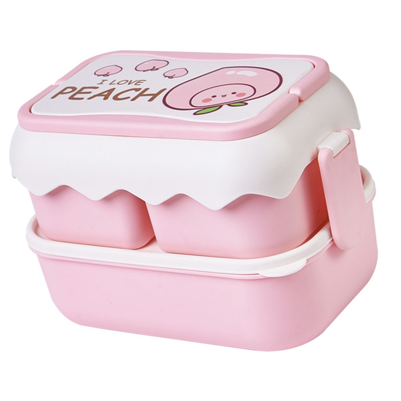 Cute Portable Students Lunch Box Microwaveable Children Cartoon Bento Box Independent Compartment Lunch Container Pink - Image 3