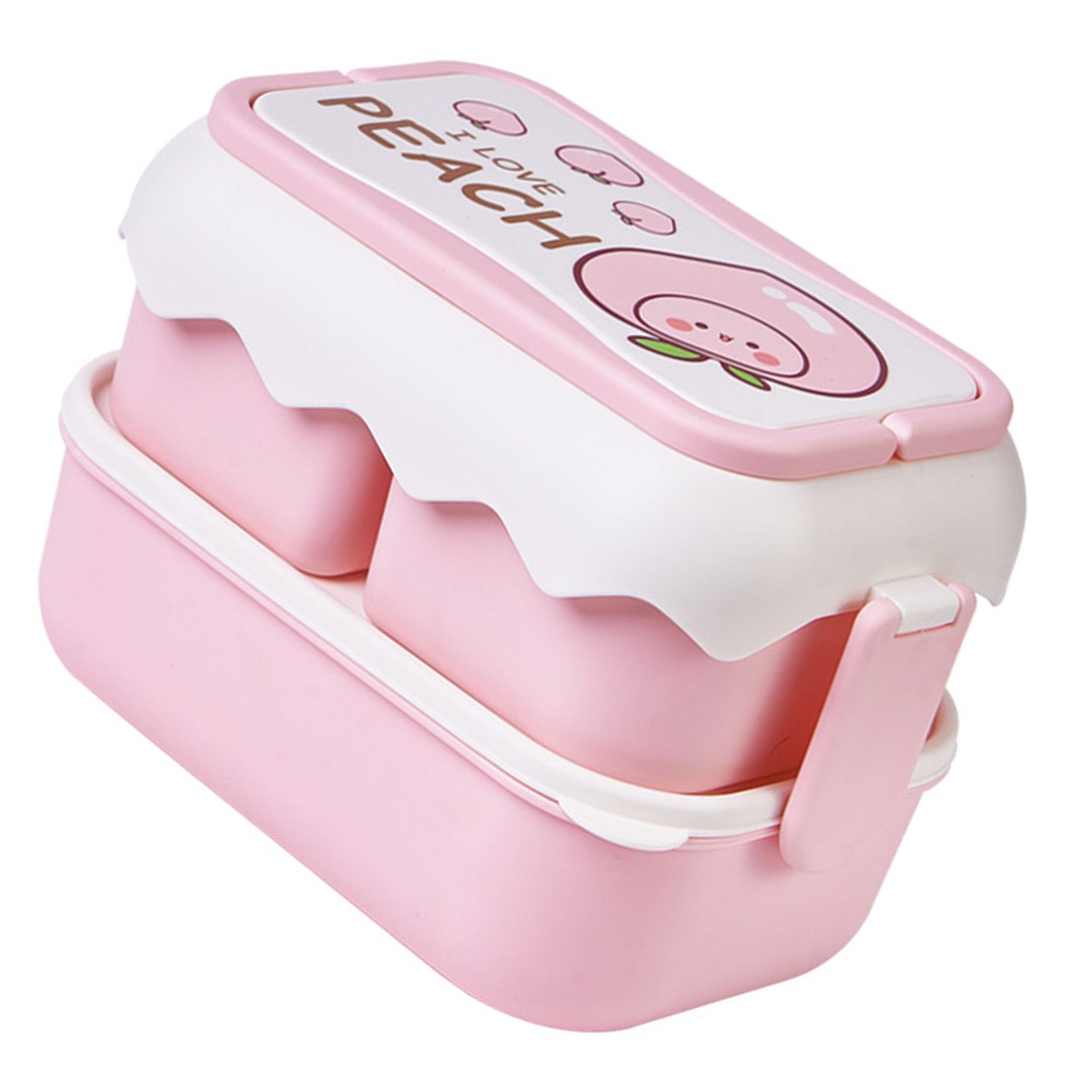 Cute Portable Students Lunch Box Microwaveable Children Cartoon Bento Box Independent Compartment Lunch Container Pink - Image 4