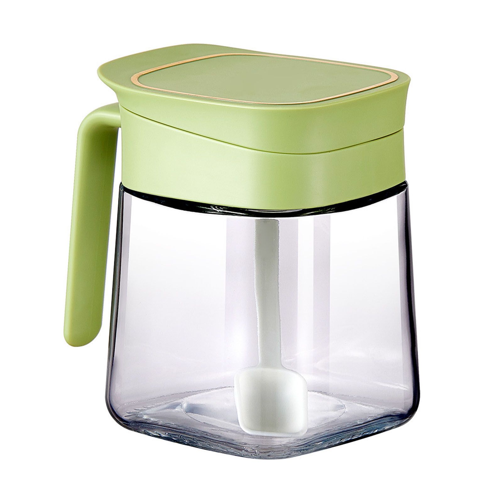 Spice Jar Glass Transparent Salt Sugar Pepper Seasoning Container Bottle for Home Kitchen Green - Image 1