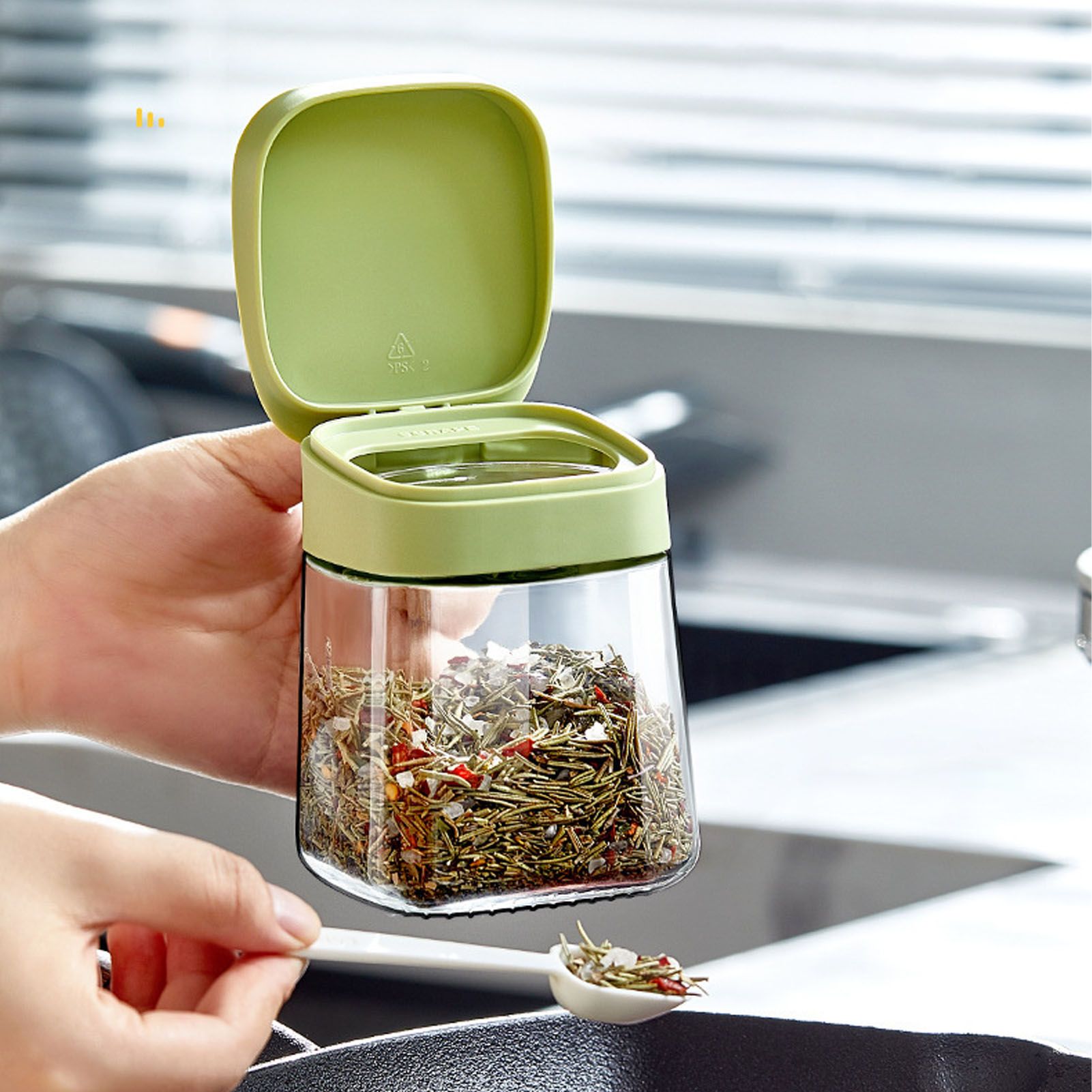 Spice Jar Glass Transparent Salt Sugar Pepper Seasoning Container Bottle for Home Kitchen Green - Image 4