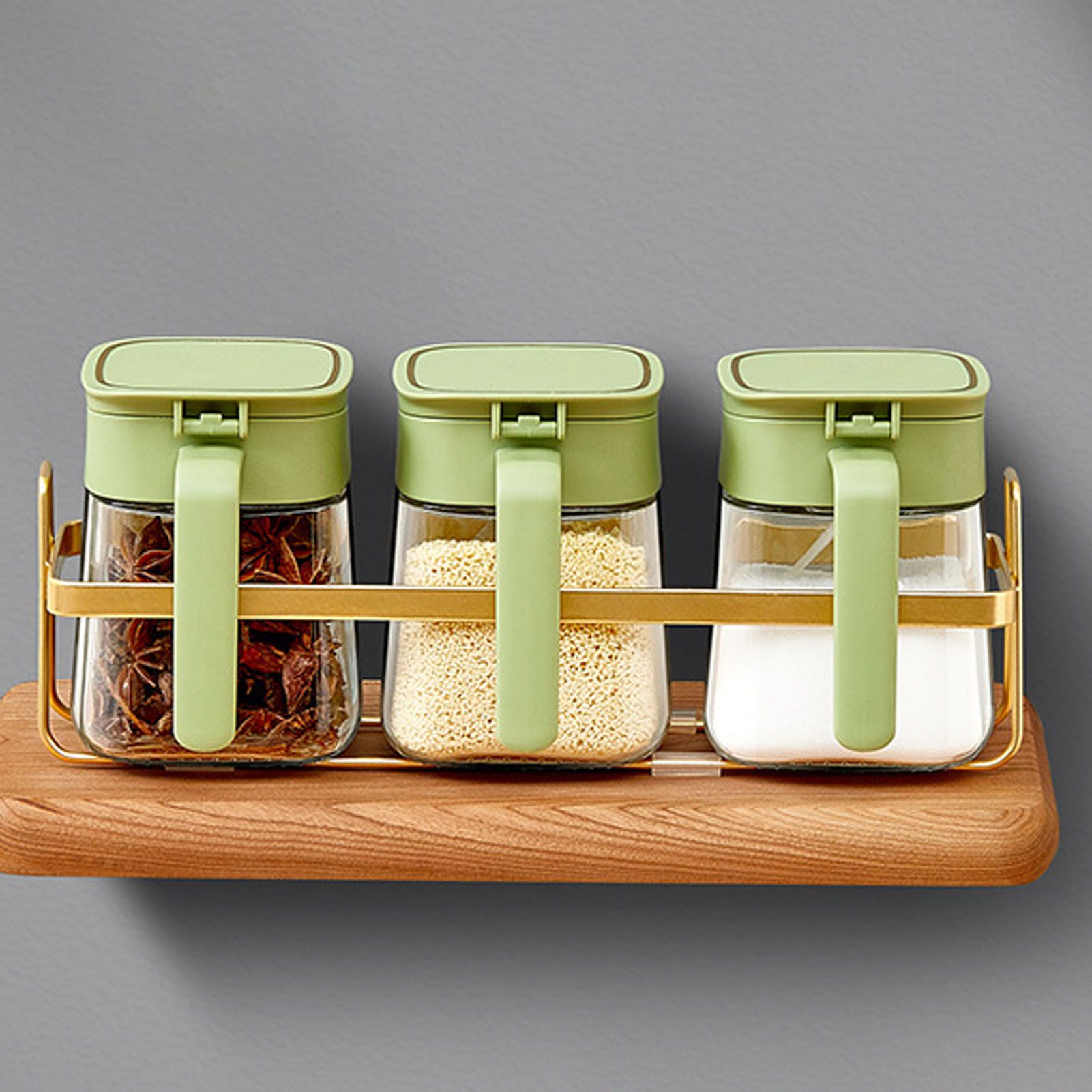 Spice Jar Glass Transparent Salt Sugar Pepper Seasoning Container Bottle for Home Kitchen Green - Image 5
