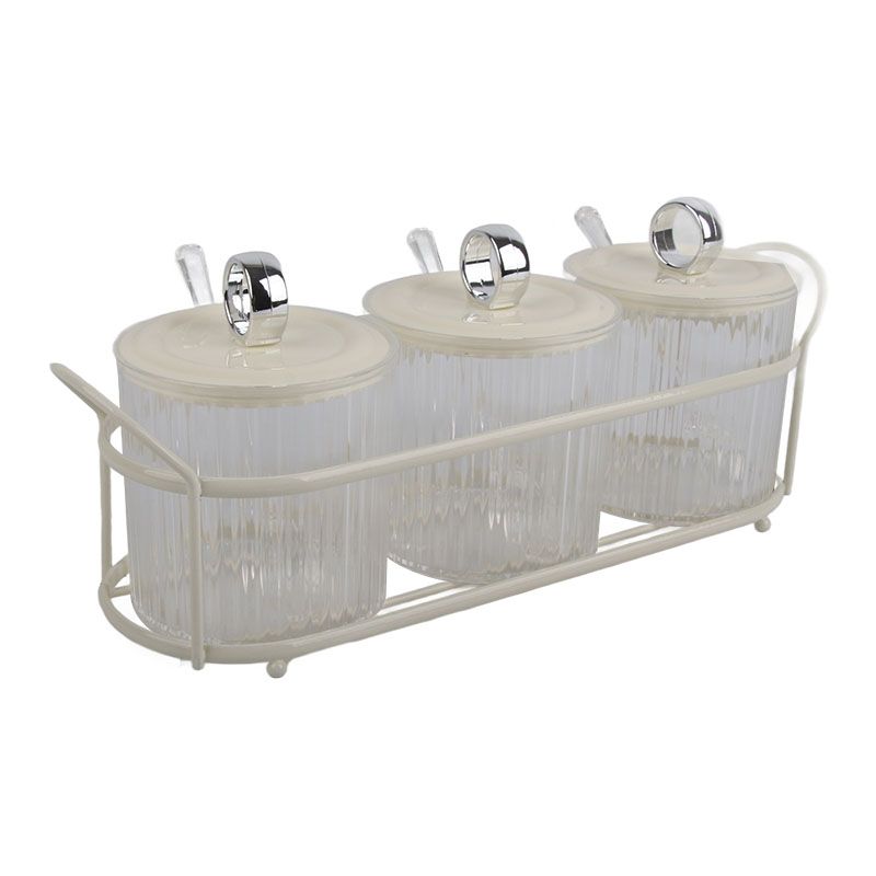 Spice Box Set Nordic Style Visual Innovative Household Movable Kitchen Spice Pot with Iron Rack and Spoon 3PCS Set - Image 2