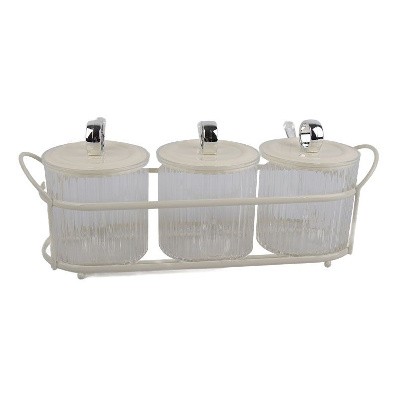 Spice Box Set Nordic Style Visual Innovative Household Movable Kitchen Spice Pot with Iron Rack and Spoon 3PCS Set - Image 4