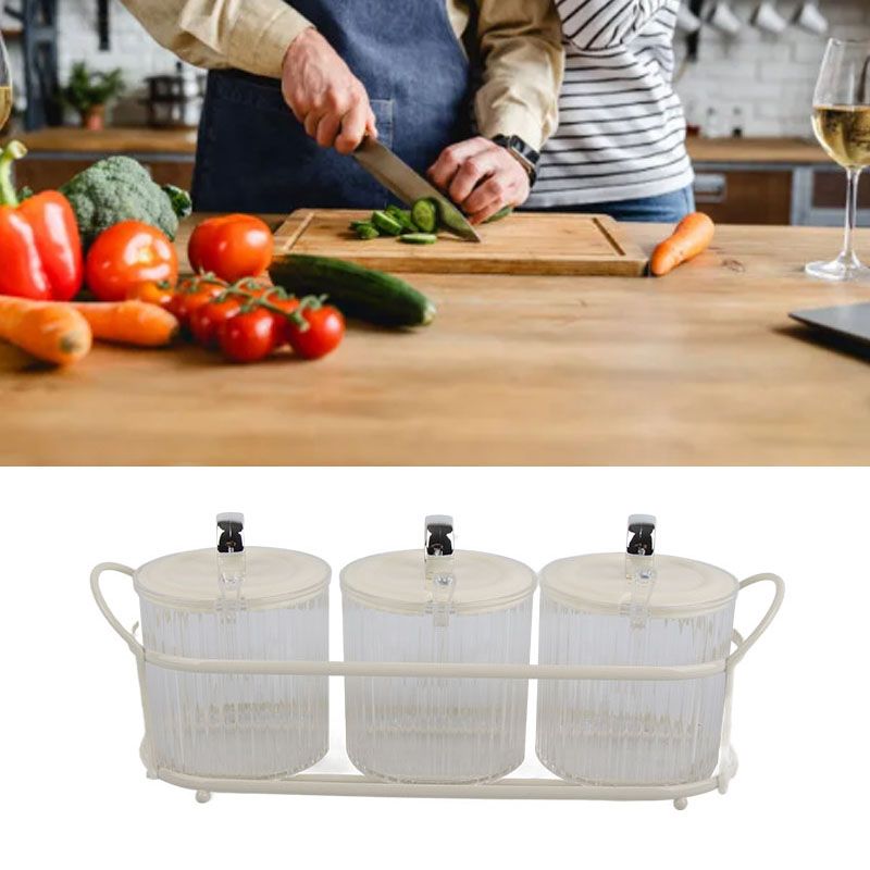 Spice Box Set Nordic Style Visual Innovative Household Movable Kitchen Spice Pot with Iron Rack and Spoon 3PCS Set - Image 5