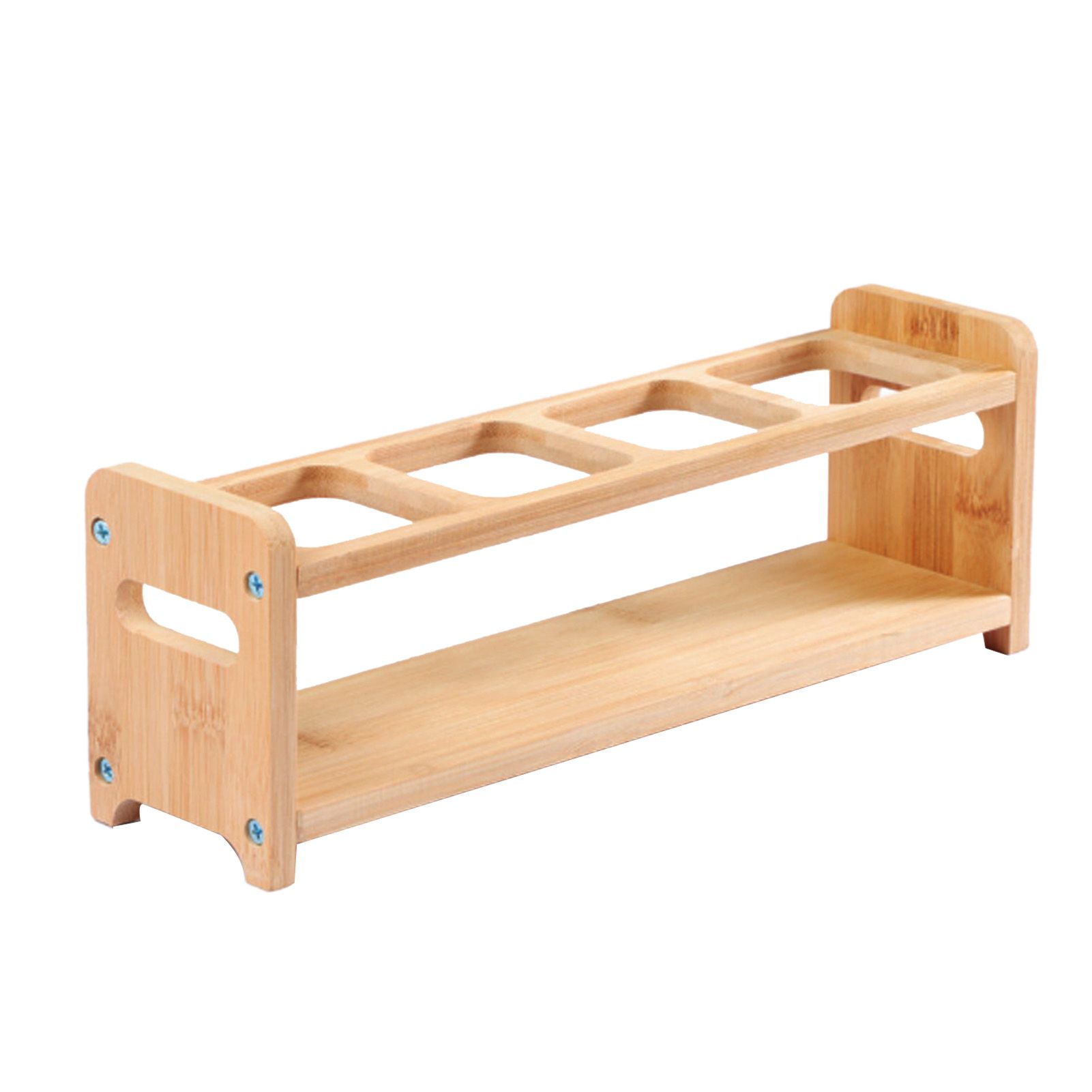 Seasoning Storage Stand Bamboo Wood 4 Holes Multifunctional Anti Slip Space Saving Oil Bottle Rack Kitchen Supplies Square Slots - Image 1
