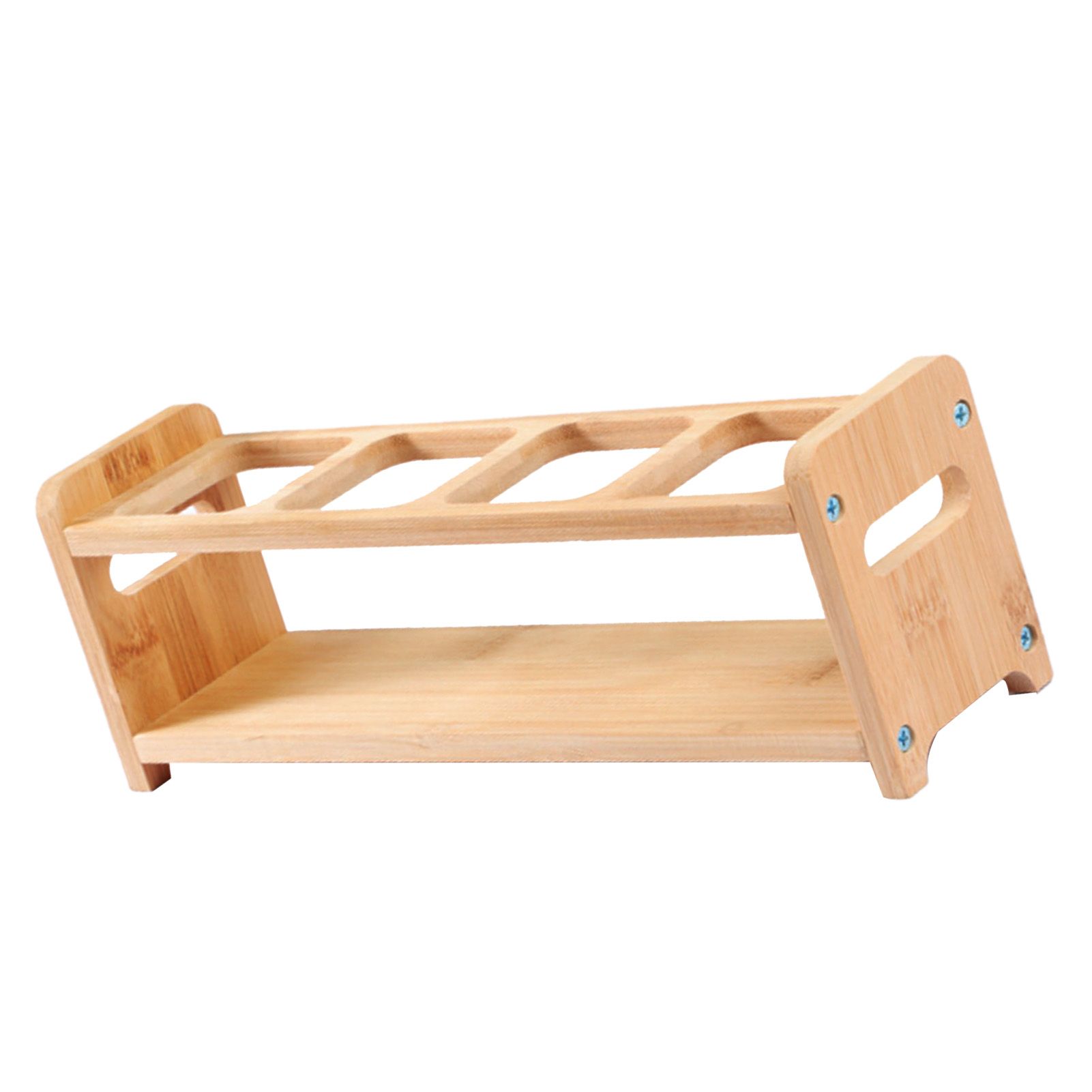 Seasoning Storage Stand Bamboo Wood 4 Holes Multifunctional Anti Slip Space Saving Oil Bottle Rack Kitchen Supplies Square Slots - Image 3