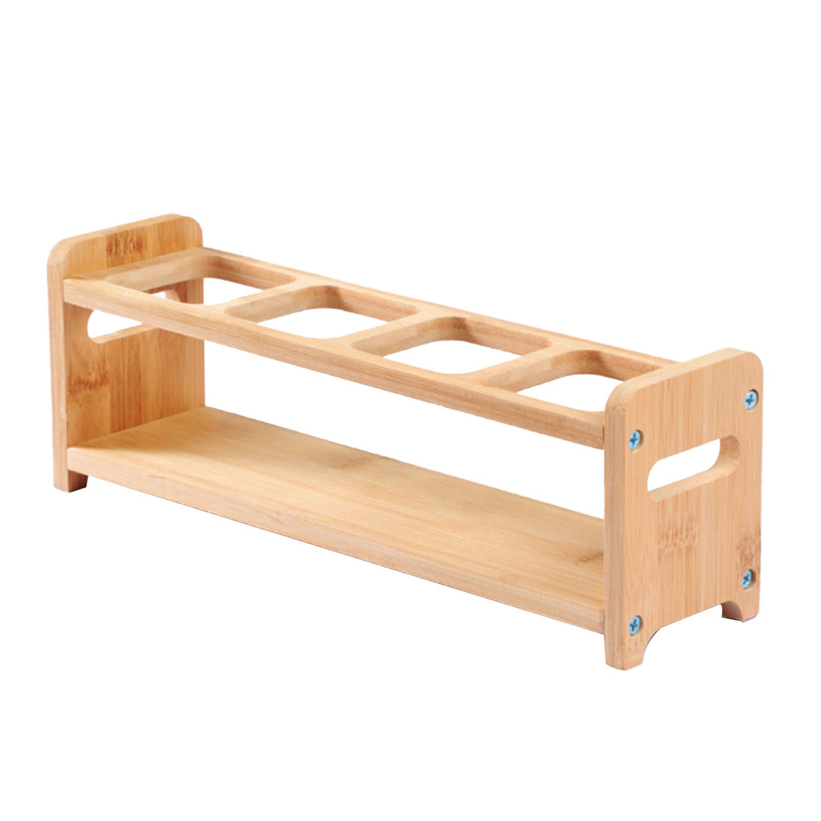 Seasoning Storage Stand Bamboo Wood 4 Holes Multifunctional Anti Slip Space Saving Oil Bottle Rack Kitchen Supplies Square Slots - Image 4