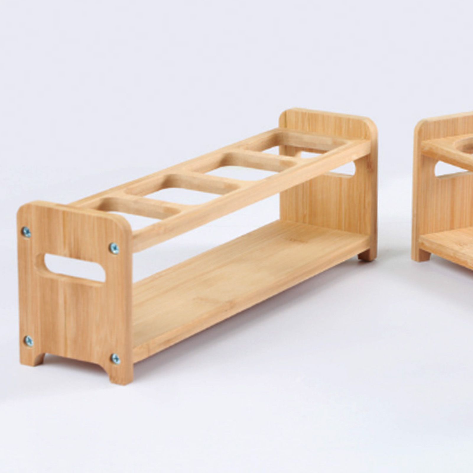 Seasoning Storage Stand Bamboo Wood 4 Holes Multifunctional Anti Slip Space Saving Oil Bottle Rack Kitchen Supplies Square Slots - Image 6