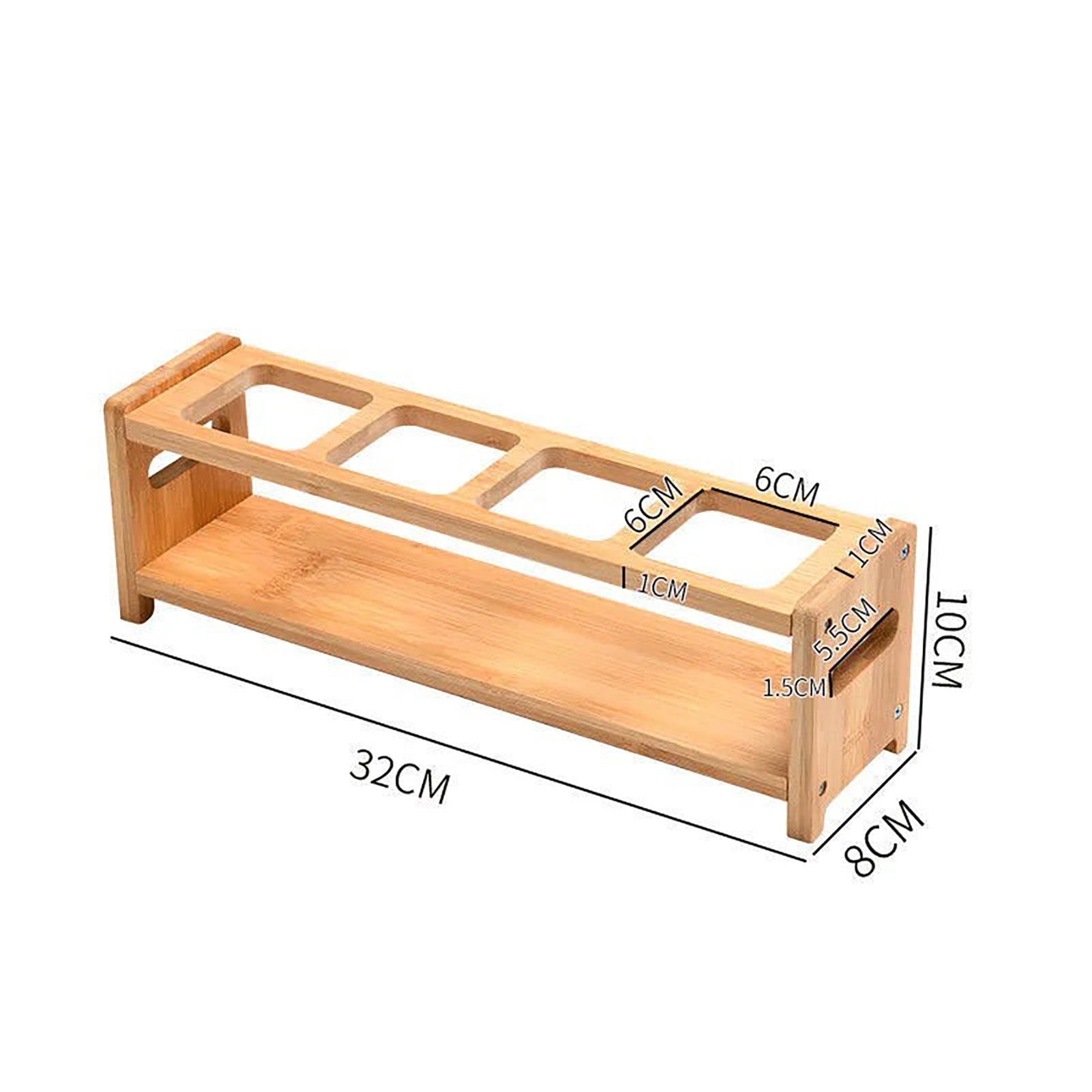 Seasoning Storage Stand Bamboo Wood 4 Holes Multifunctional Anti Slip Space Saving Oil Bottle Rack Kitchen Supplies Square Slots - Image 7