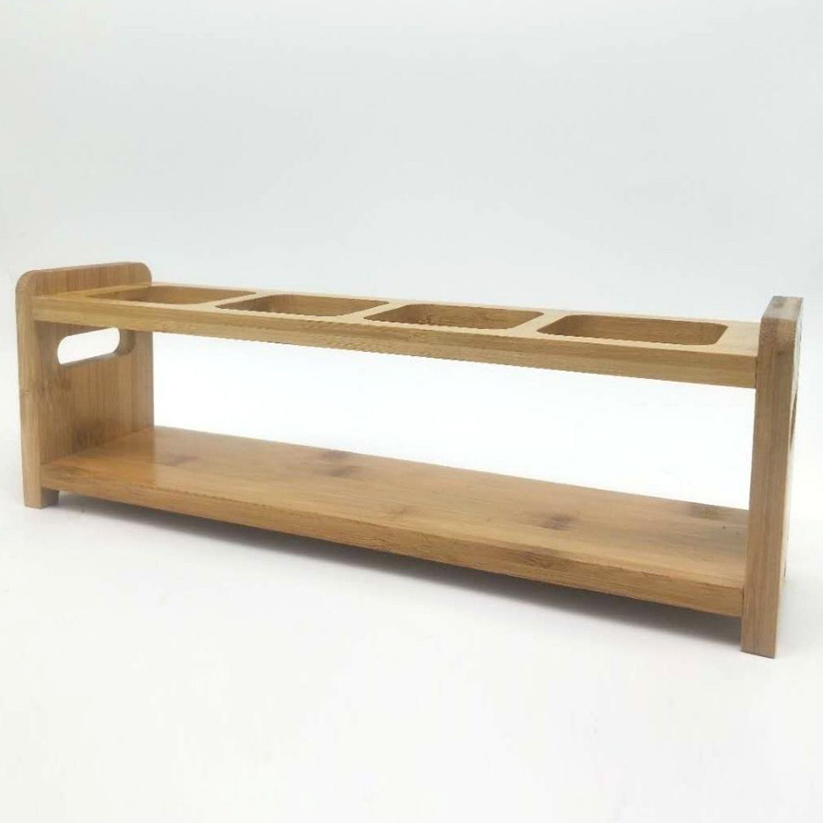 Seasoning Storage Stand Bamboo Wood 4 Holes Multifunctional Anti Slip Space Saving Oil Bottle Rack Kitchen Supplies Square Slots - Image 8