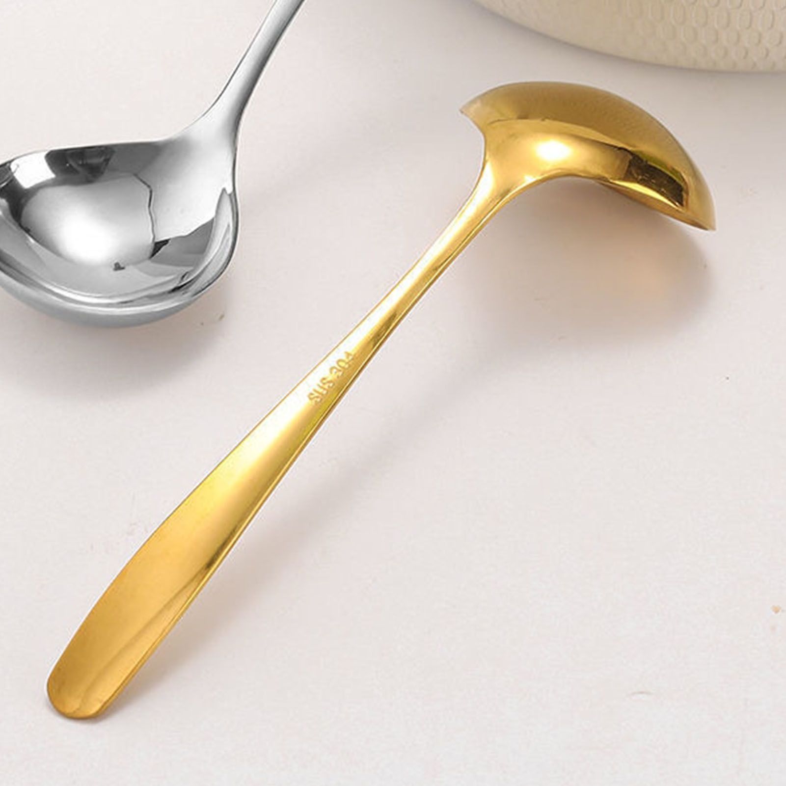 Kitchen Soup Ladle 304 Stainless Steel Large Size Long Handle Cooking Ladle for Home - Image 6