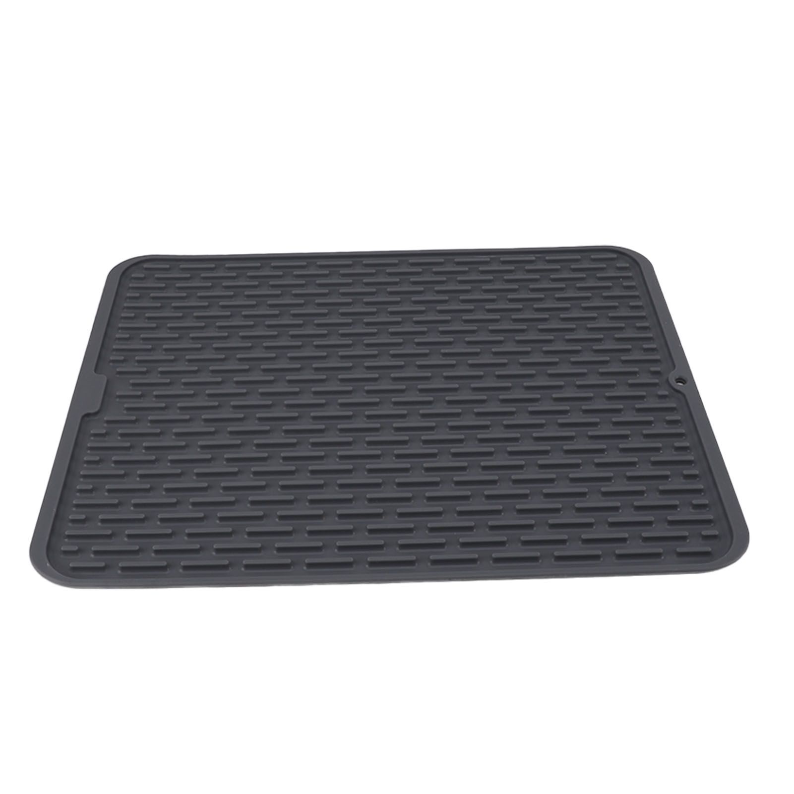 Rectangular Silicone Dish Drying Mat Heat Insulation Anti Slip Dish Drying Mat with Built in Drain Lip for Kitchen Counter Small Size - Image 1