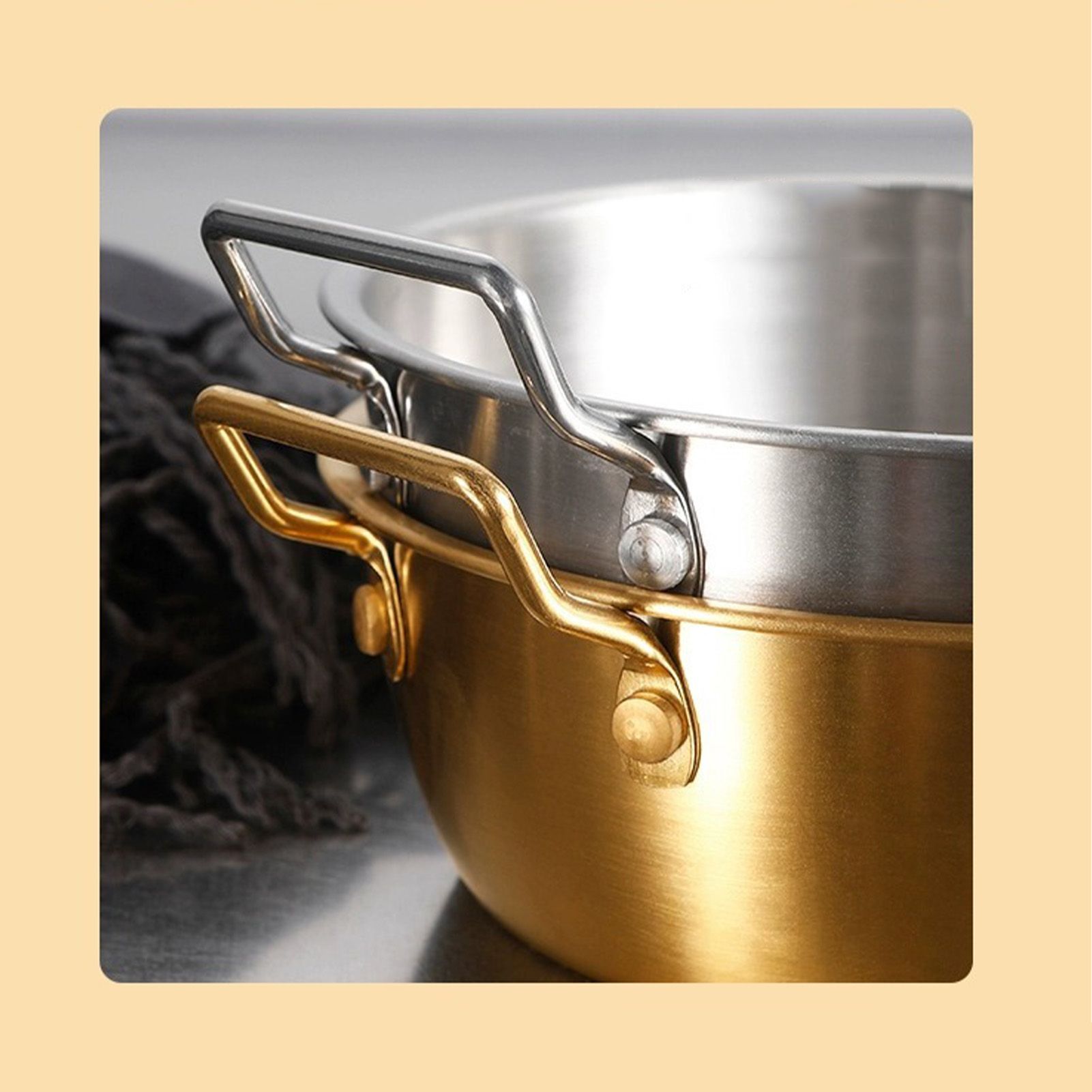 Double Ear Snack Bowl Multifunctional 304 Stainless Steel Noodle Bowl for Home Restaurant - Image 7