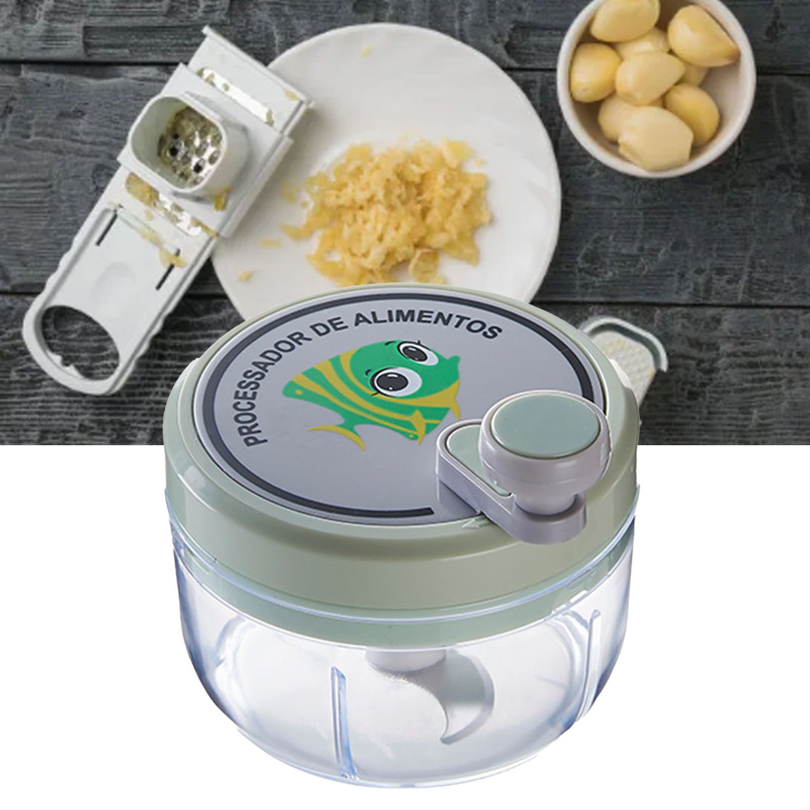 Manual Garlic Chopper Highly Efficient Multifunctional Safe Sturdy Durable Small Size Manual Garlic Masher for Home Green - Image 5