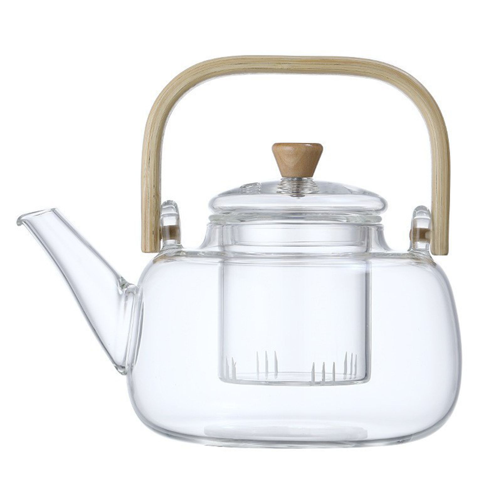 Household Teapot 1000ml Large Capacity Multifunctional Borosilicate Teapot with Bamboo Handle - Image 1