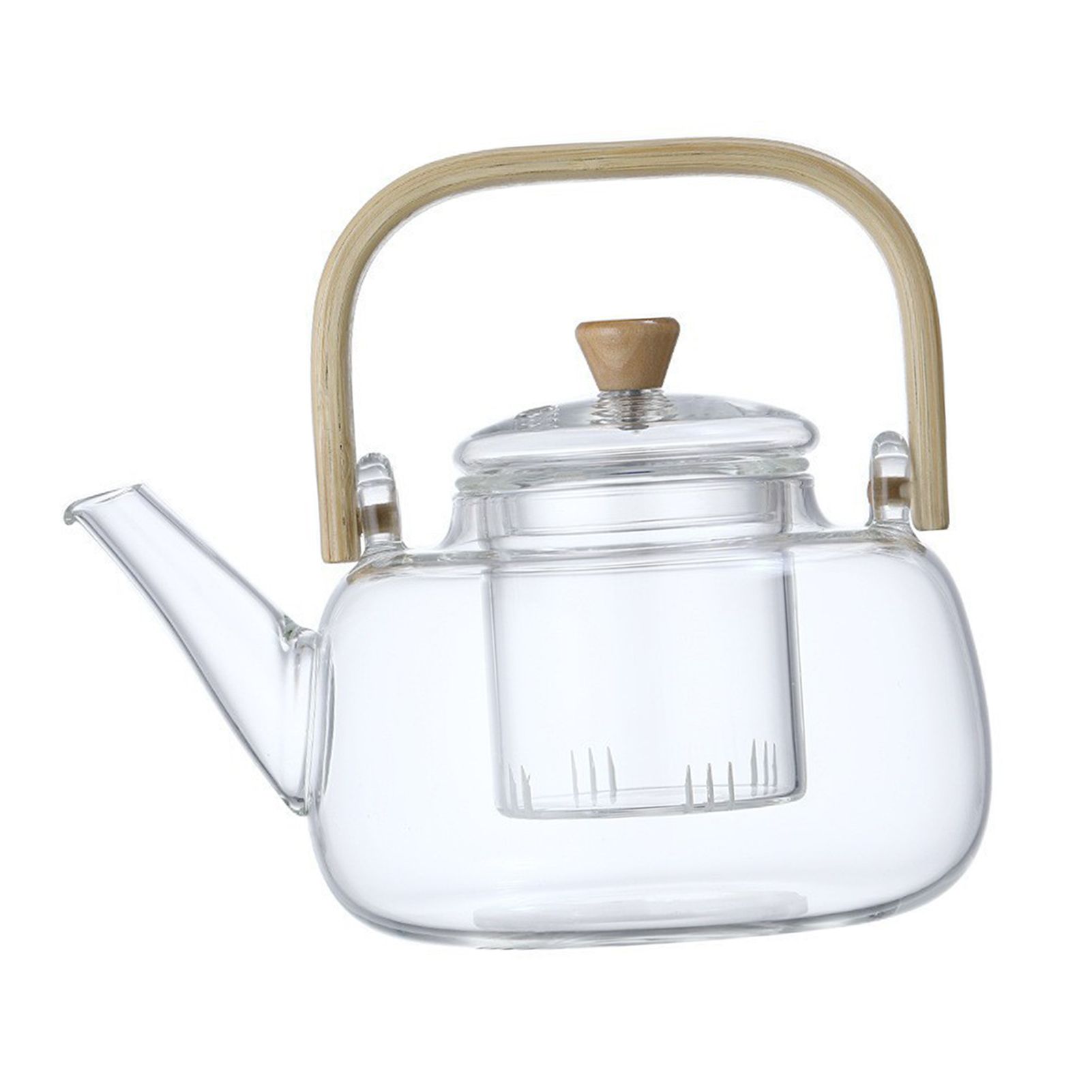 Household Teapot 1000ml Large Capacity Multifunctional Borosilicate Teapot with Bamboo Handle - Image 2