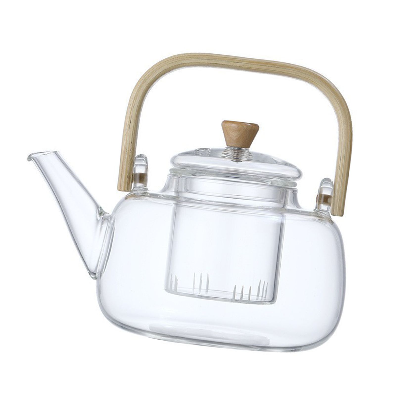 Household Teapot 1000ml Large Capacity Multifunctional Borosilicate Teapot with Bamboo Handle - Image 3