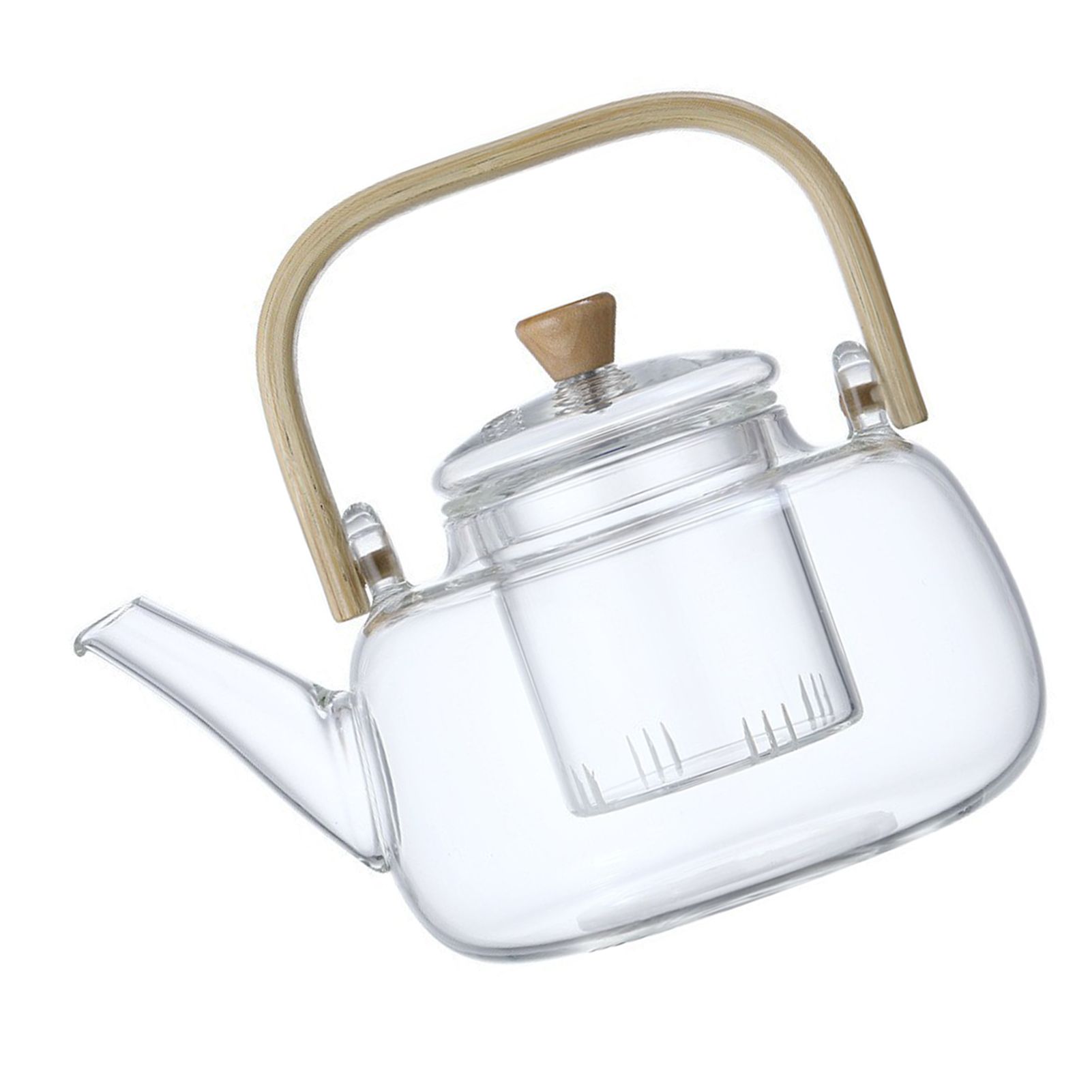 Household Teapot 1000ml Large Capacity Multifunctional Borosilicate Teapot with Bamboo Handle - Image 4