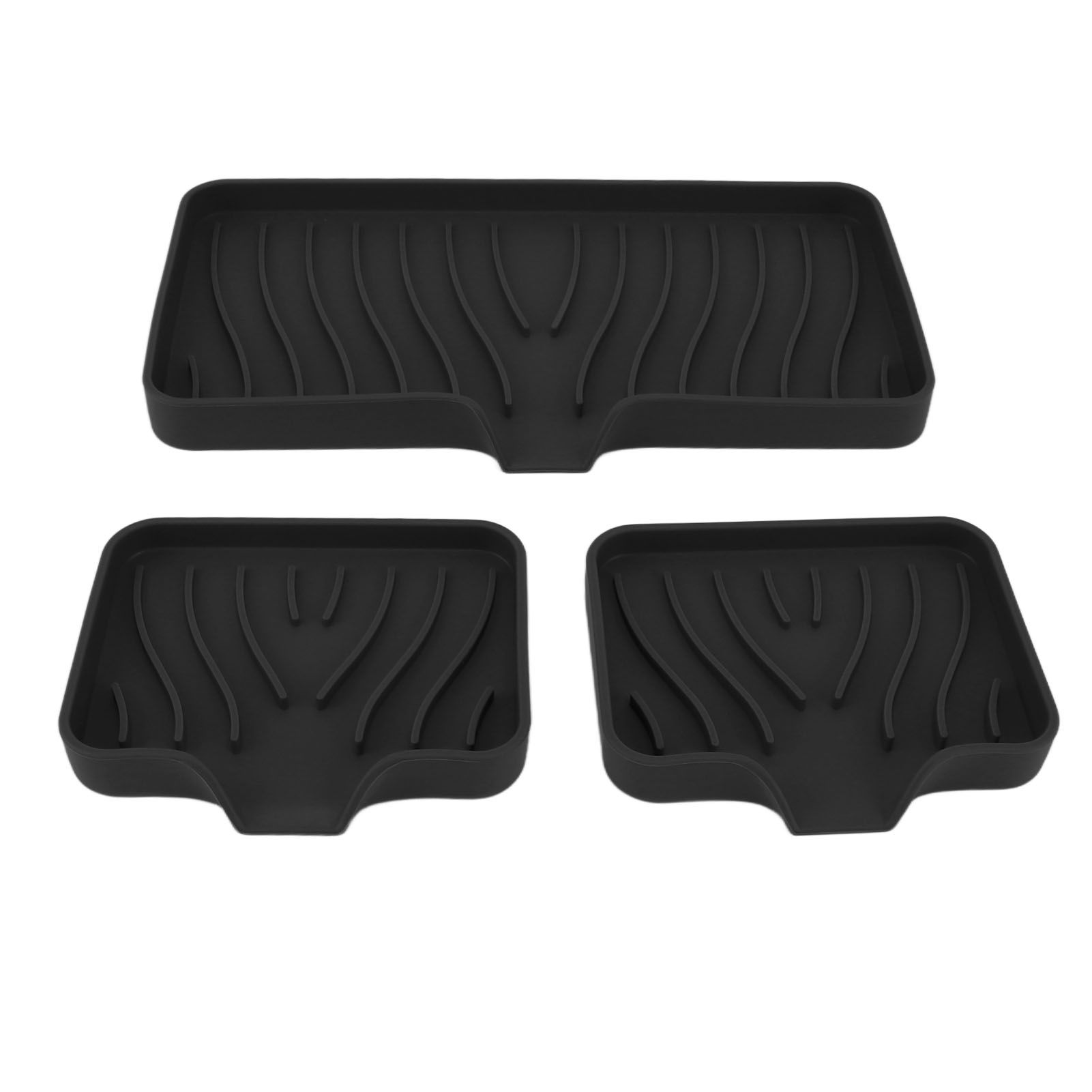 Kitchen Soap Tray Countertop Silicone Sink Deflector Sponge Holder for Bathroom Toilet Black - Image 1