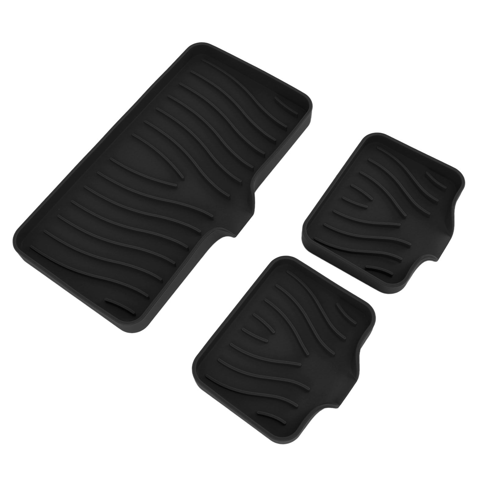 Kitchen Soap Tray Countertop Silicone Sink Deflector Sponge Holder for Bathroom Toilet Black - Image 2