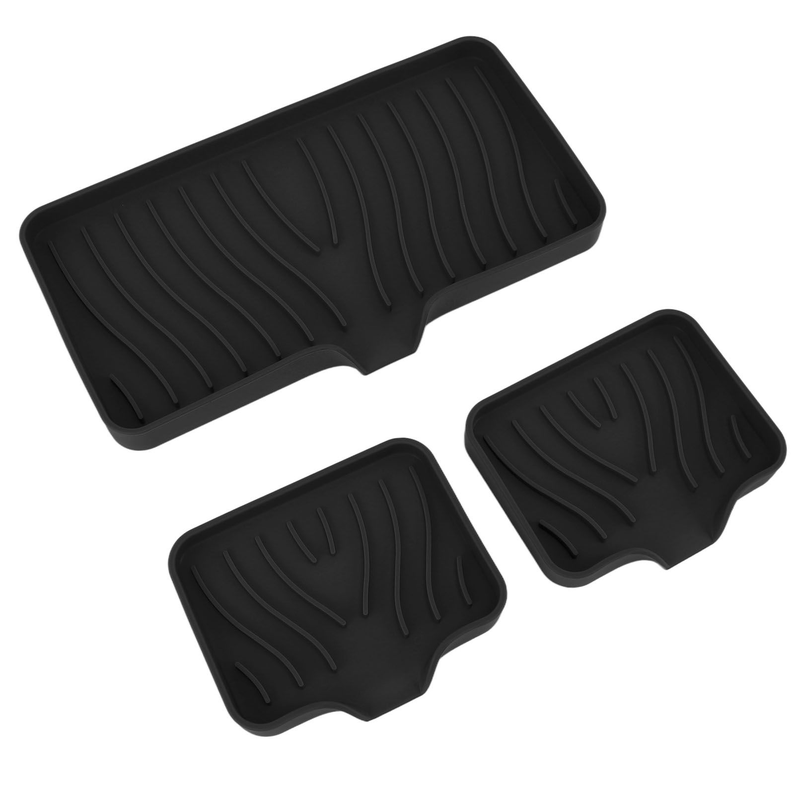 Kitchen Soap Tray Countertop Silicone Sink Deflector Sponge Holder for Bathroom Toilet Black - Image 3