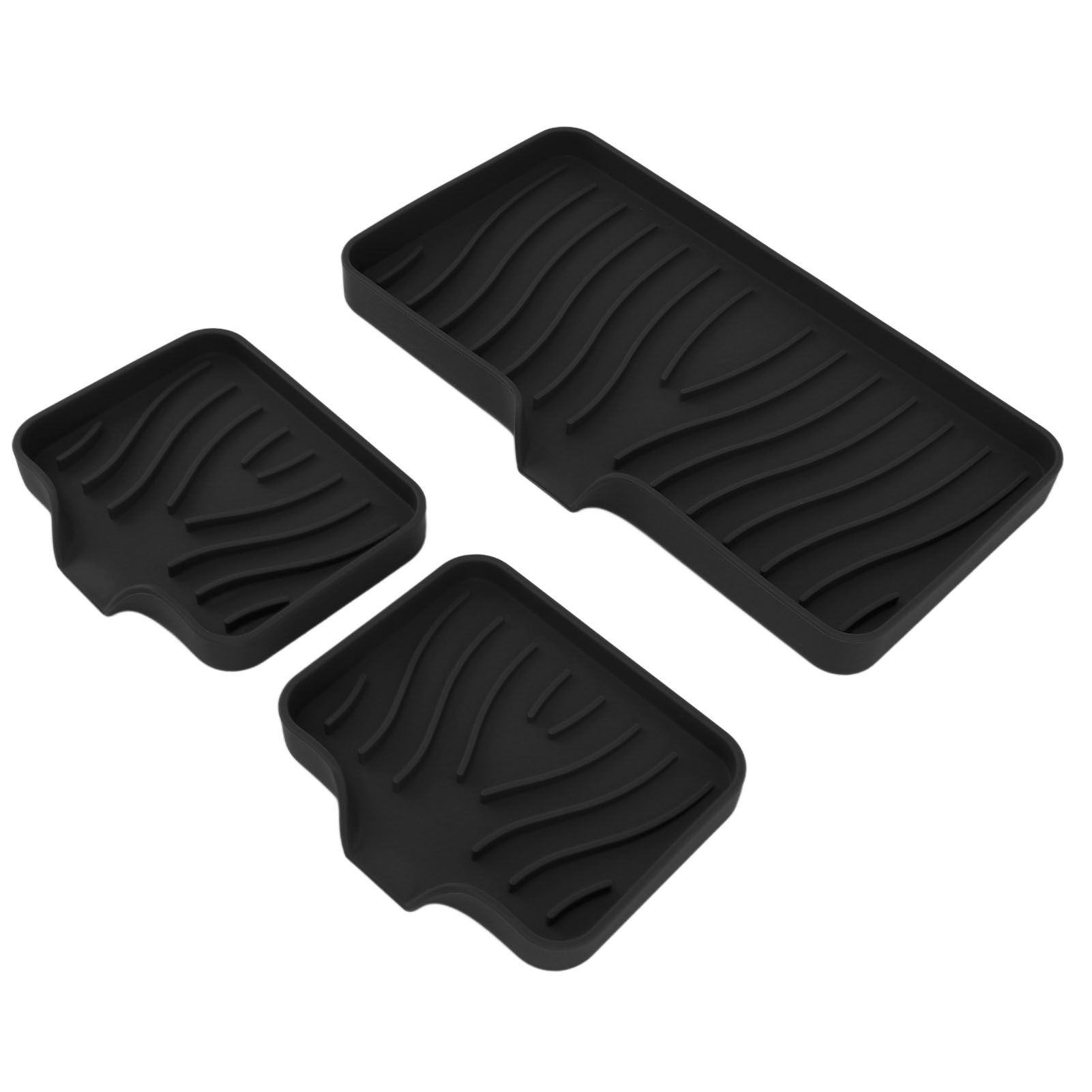 Kitchen Soap Tray Countertop Silicone Sink Deflector Sponge Holder for Bathroom Toilet Black - Image 4