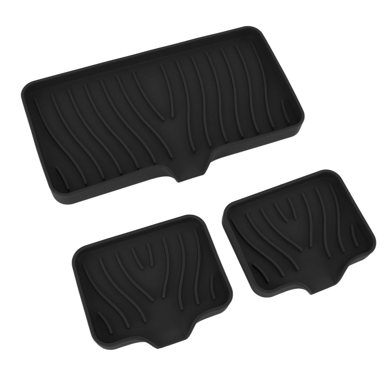 Kitchen Soap Tray Countertop Silicone Sink Deflector Sponge Holder for Bathroom Toilet Black - Image 8