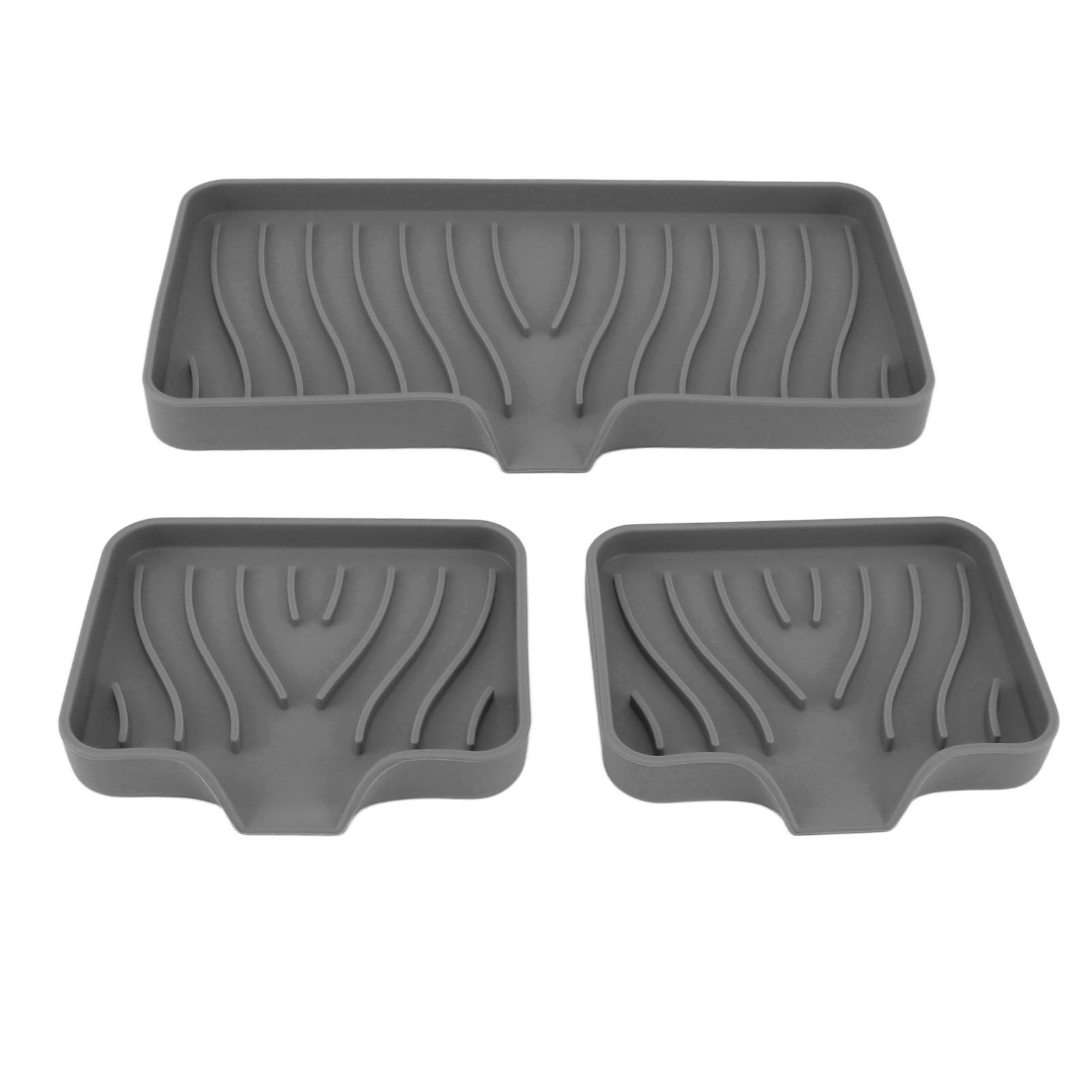Kitchen Soap Tray Countertop Silicone Sink Deflector Sponge Holder for Bathroom Toilet Grey - Image 1
