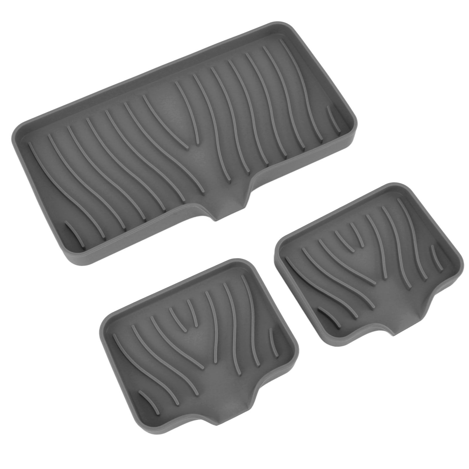 Kitchen Soap Tray Countertop Silicone Sink Deflector Sponge Holder for Bathroom Toilet Grey - Image 3