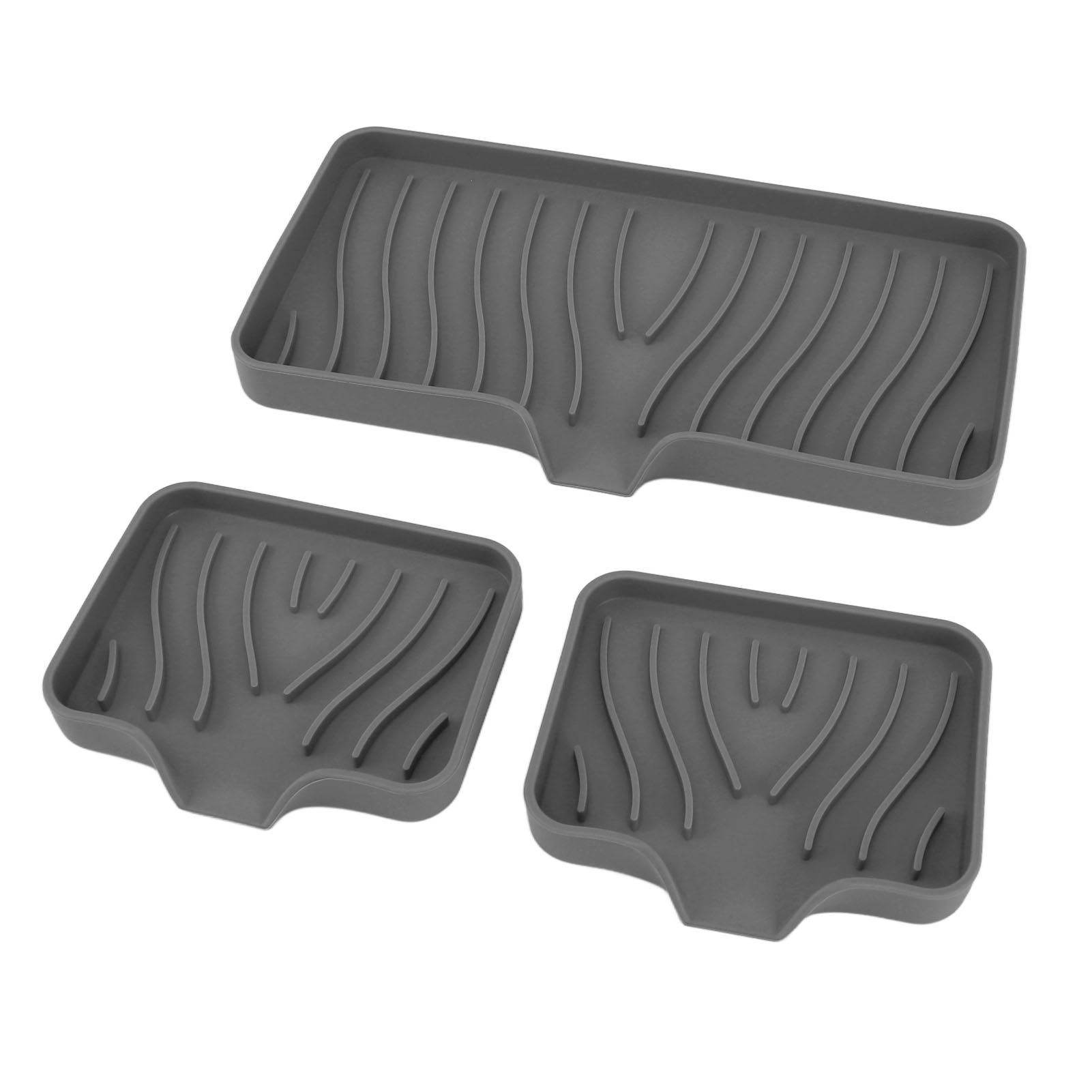 Kitchen Soap Tray Countertop Silicone Sink Deflector Sponge Holder for Bathroom Toilet Grey - Image 5