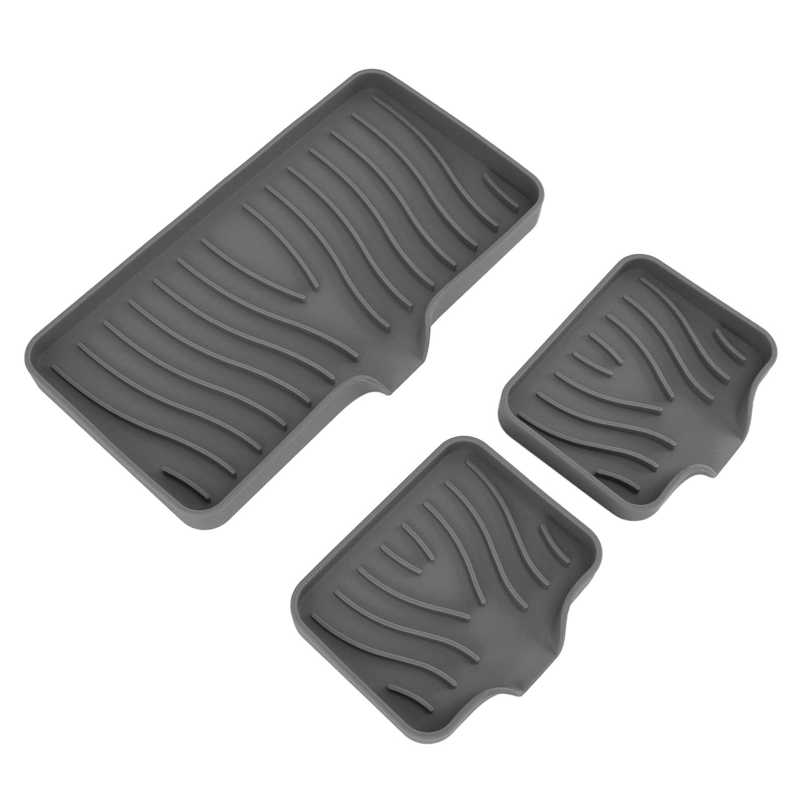 Kitchen Soap Tray Countertop Silicone Sink Deflector Sponge Holder for Bathroom Toilet Grey - Image 6