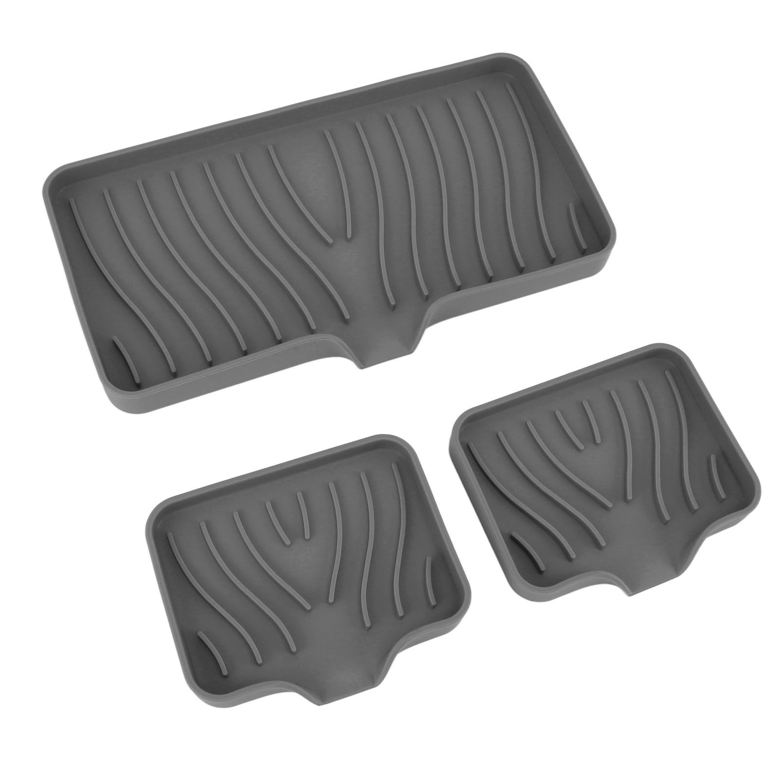 Kitchen Soap Tray Countertop Silicone Sink Deflector Sponge Holder for Bathroom Toilet Grey - Image 7