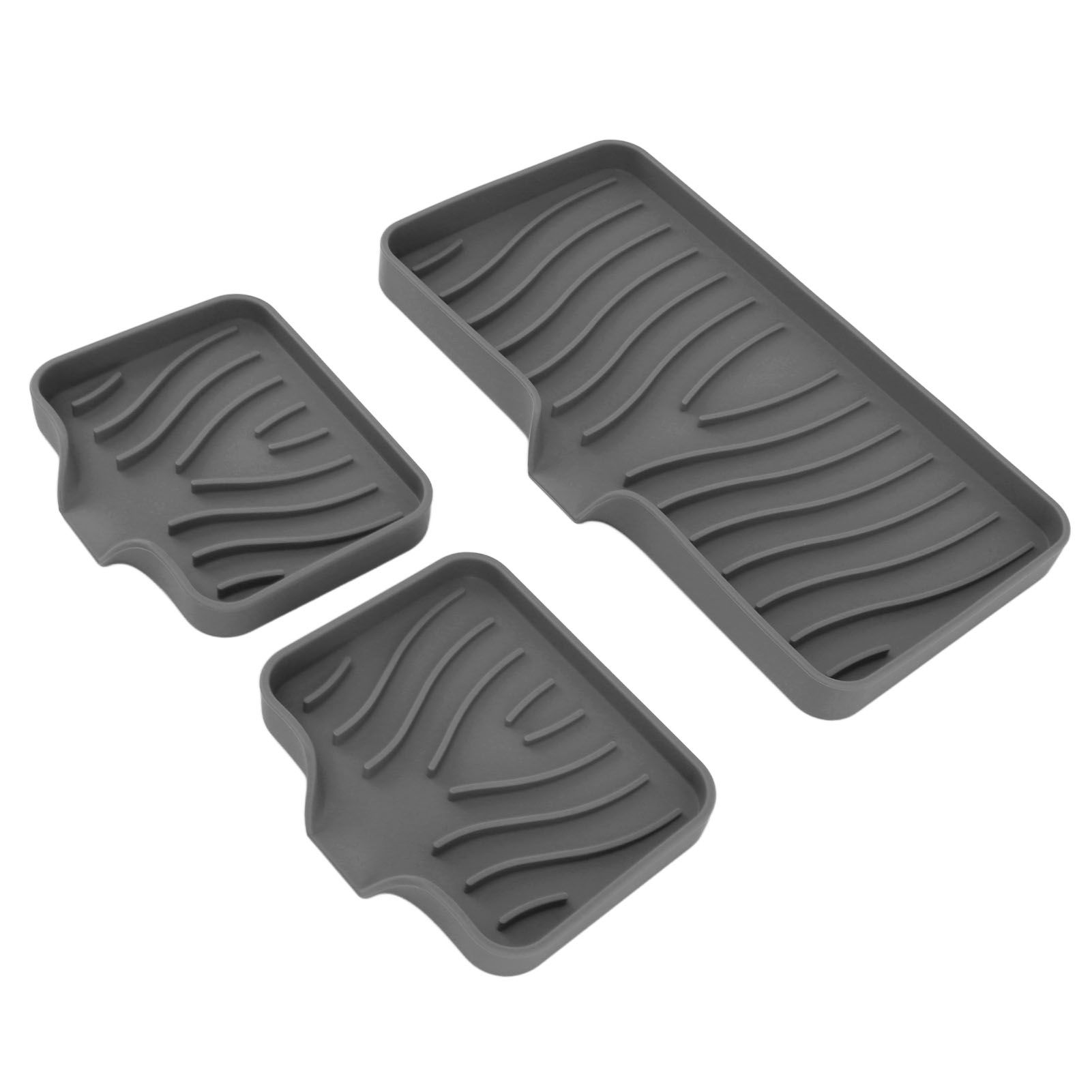 Kitchen Soap Tray Countertop Silicone Sink Deflector Sponge Holder for Bathroom Toilet Grey - Image 8
