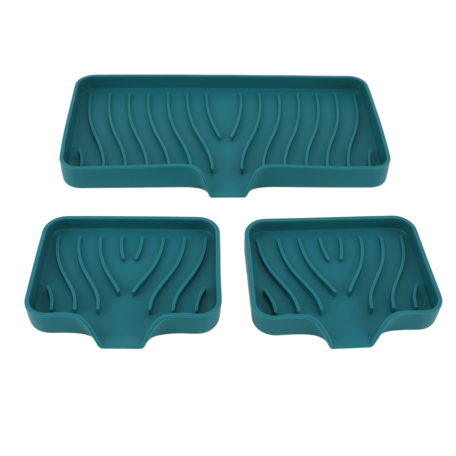 Kitchen Soap Tray Countertop Silicone Sink Deflector Sponge Holder for Bathroom Toilet Green - Image 1