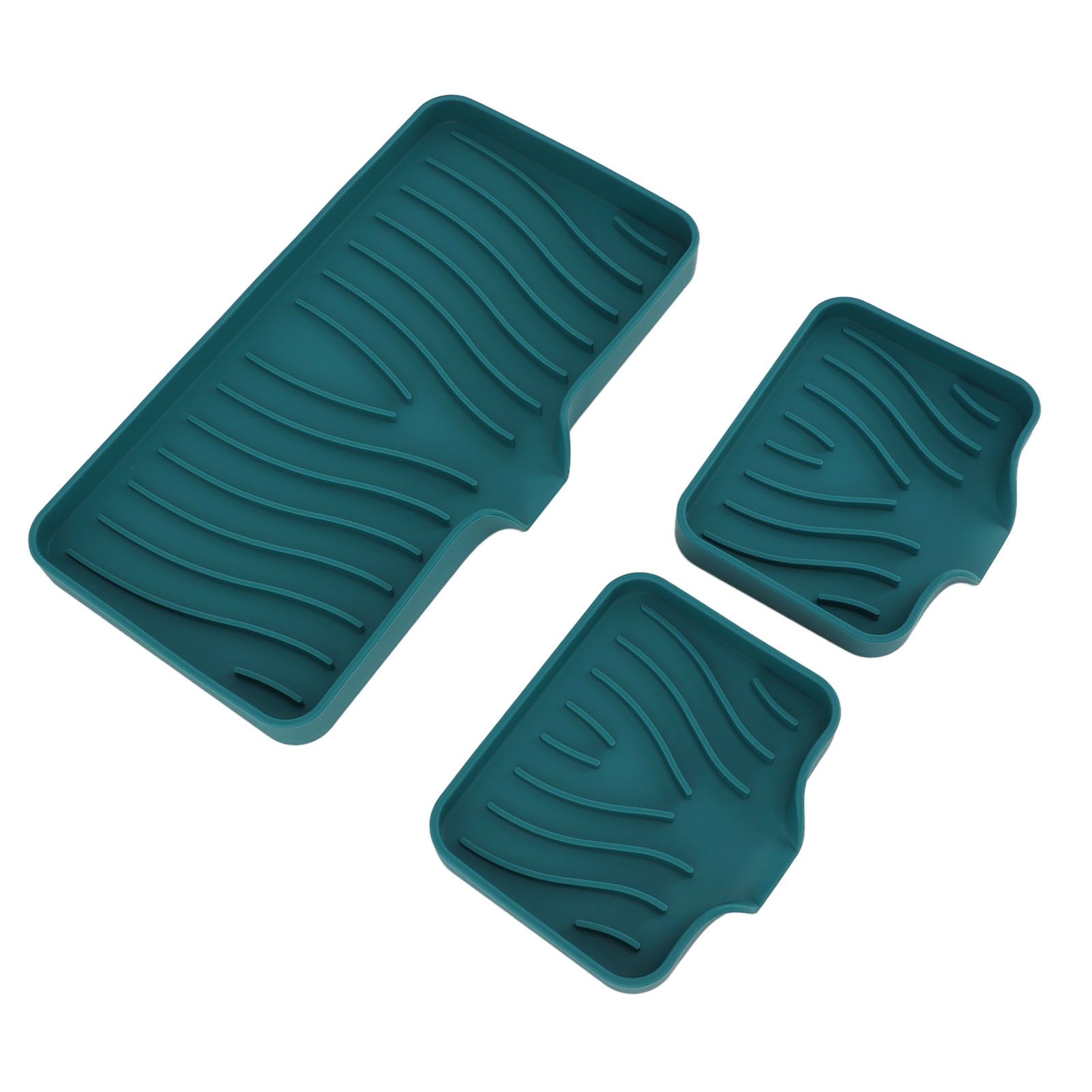 Kitchen Soap Tray Countertop Silicone Sink Deflector Sponge Holder for Bathroom Toilet Green - Image 2
