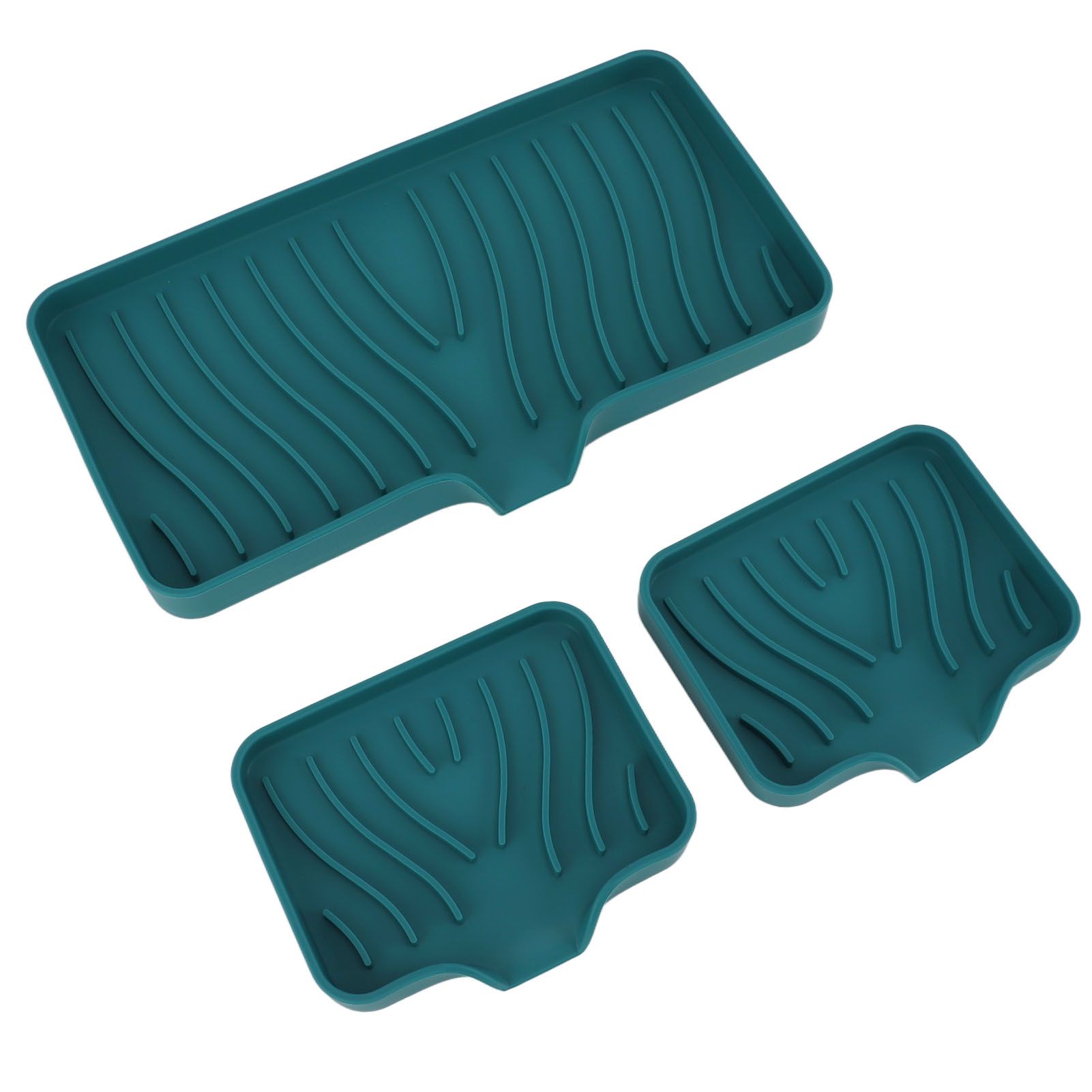 Kitchen Soap Tray Countertop Silicone Sink Deflector Sponge Holder for Bathroom Toilet Green - Image 3