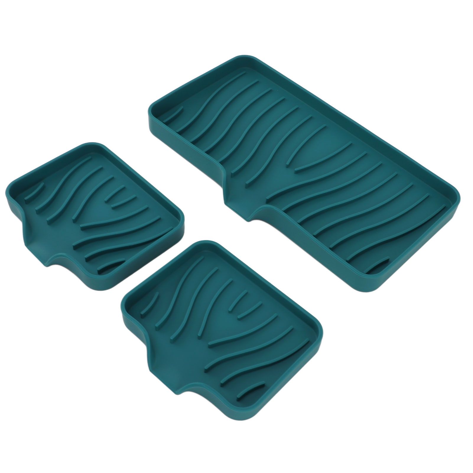 Kitchen Soap Tray Countertop Silicone Sink Deflector Sponge Holder for Bathroom Toilet Green - Image 4