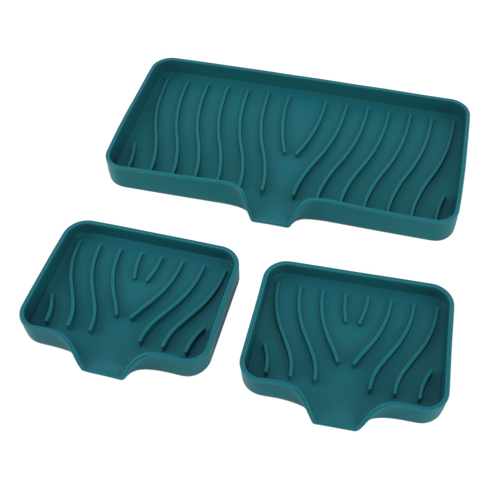 Kitchen Soap Tray Countertop Silicone Sink Deflector Sponge Holder for Bathroom Toilet Green - Image 5