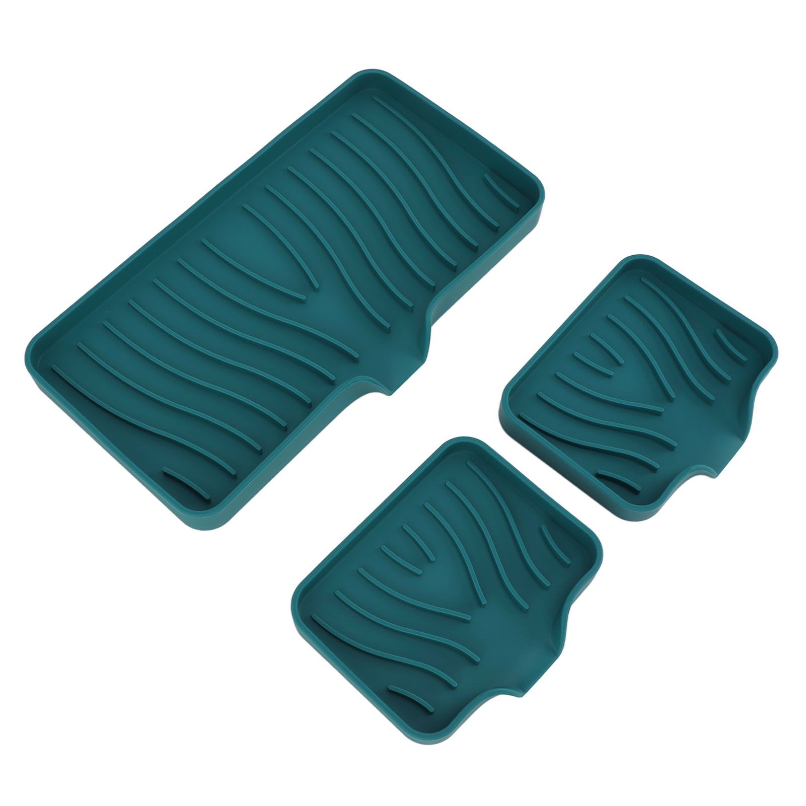 Kitchen Soap Tray Countertop Silicone Sink Deflector Sponge Holder for Bathroom Toilet Green - Image 6