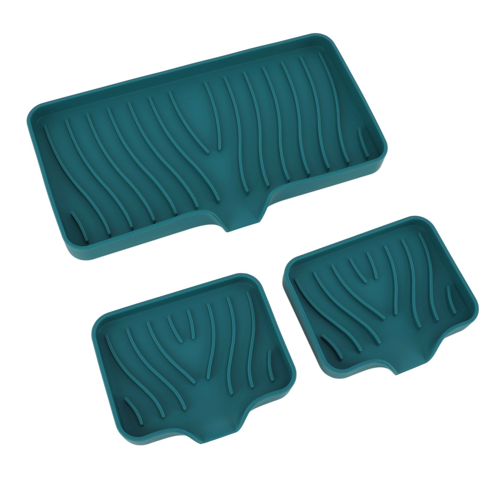 Kitchen Soap Tray Countertop Silicone Sink Deflector Sponge Holder for Bathroom Toilet Green - Image 8