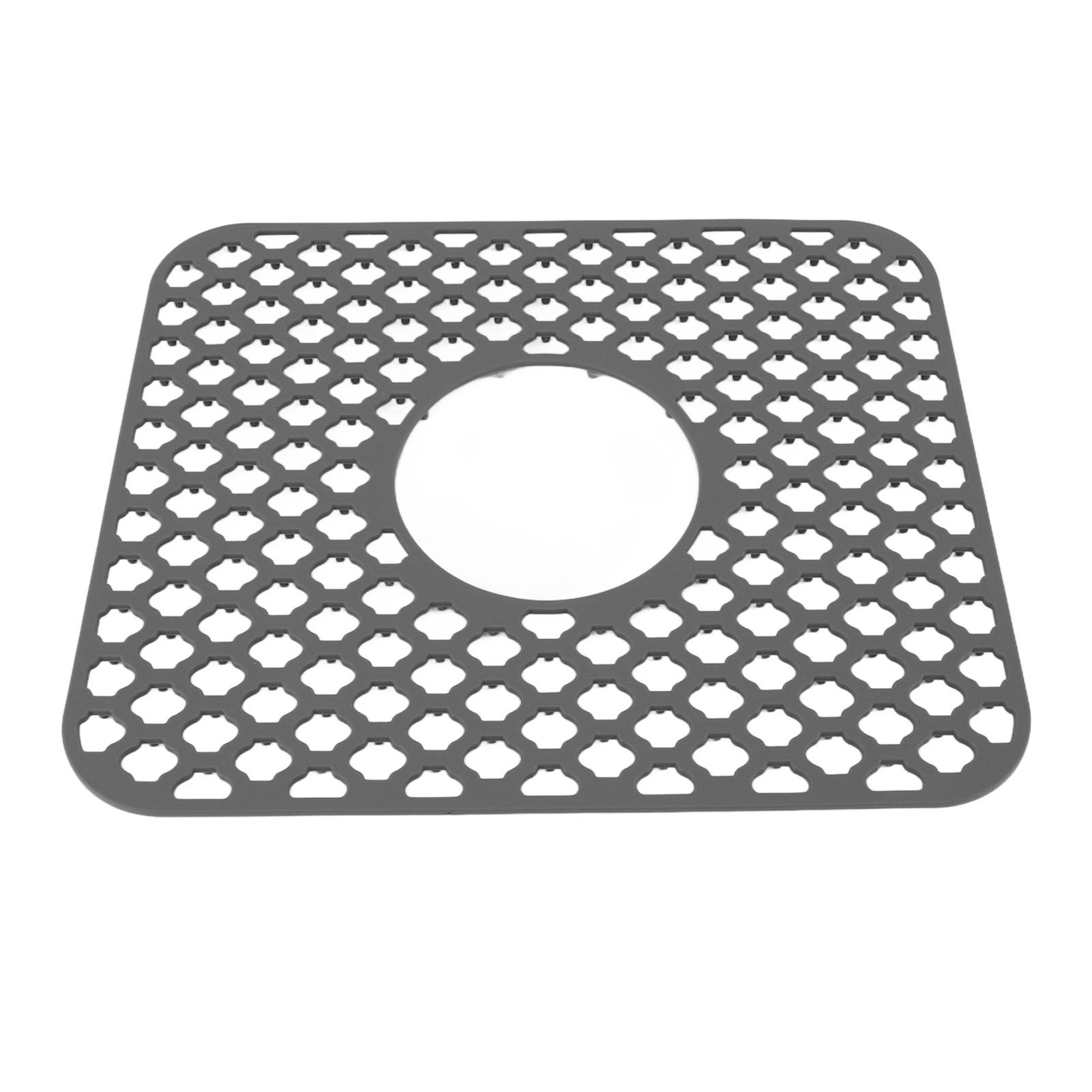 Sink Protector for Kitchen Silicone Non Slip Heat Resistant Mat for Bottom of Center Drain Sink Farmhouse Stainless Steel Porcelain Sink Grey - Image 3