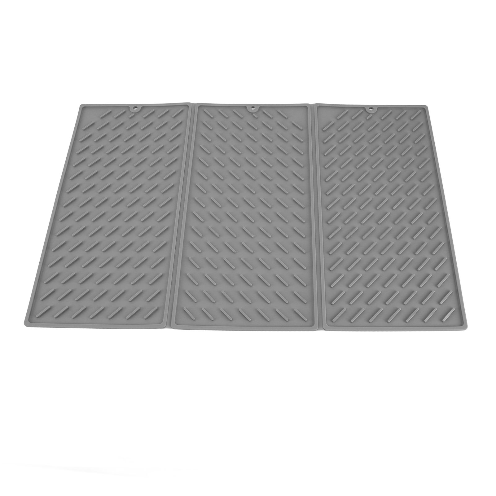 3 Fold Counter Foldable Drying Mat Silicone Fast Drying Waterproof Reusable Drying Kitchen Mat for Kitchen Bathroom Grey - Image 2