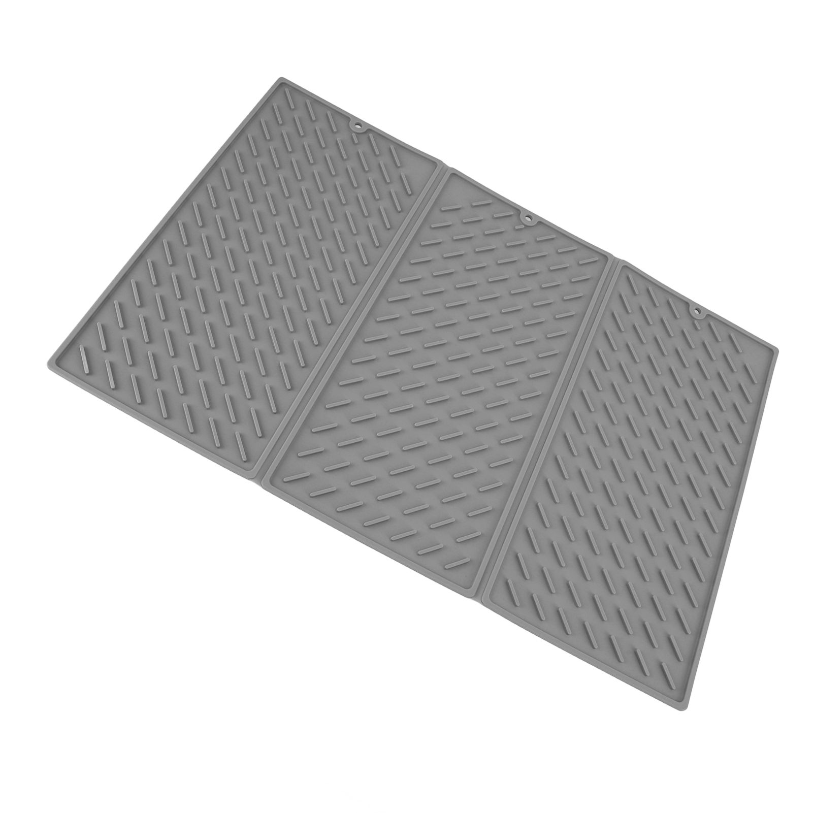 3 Fold Counter Foldable Drying Mat Silicone Fast Drying Waterproof Reusable Drying Kitchen Mat for Kitchen Bathroom Grey - Image 3