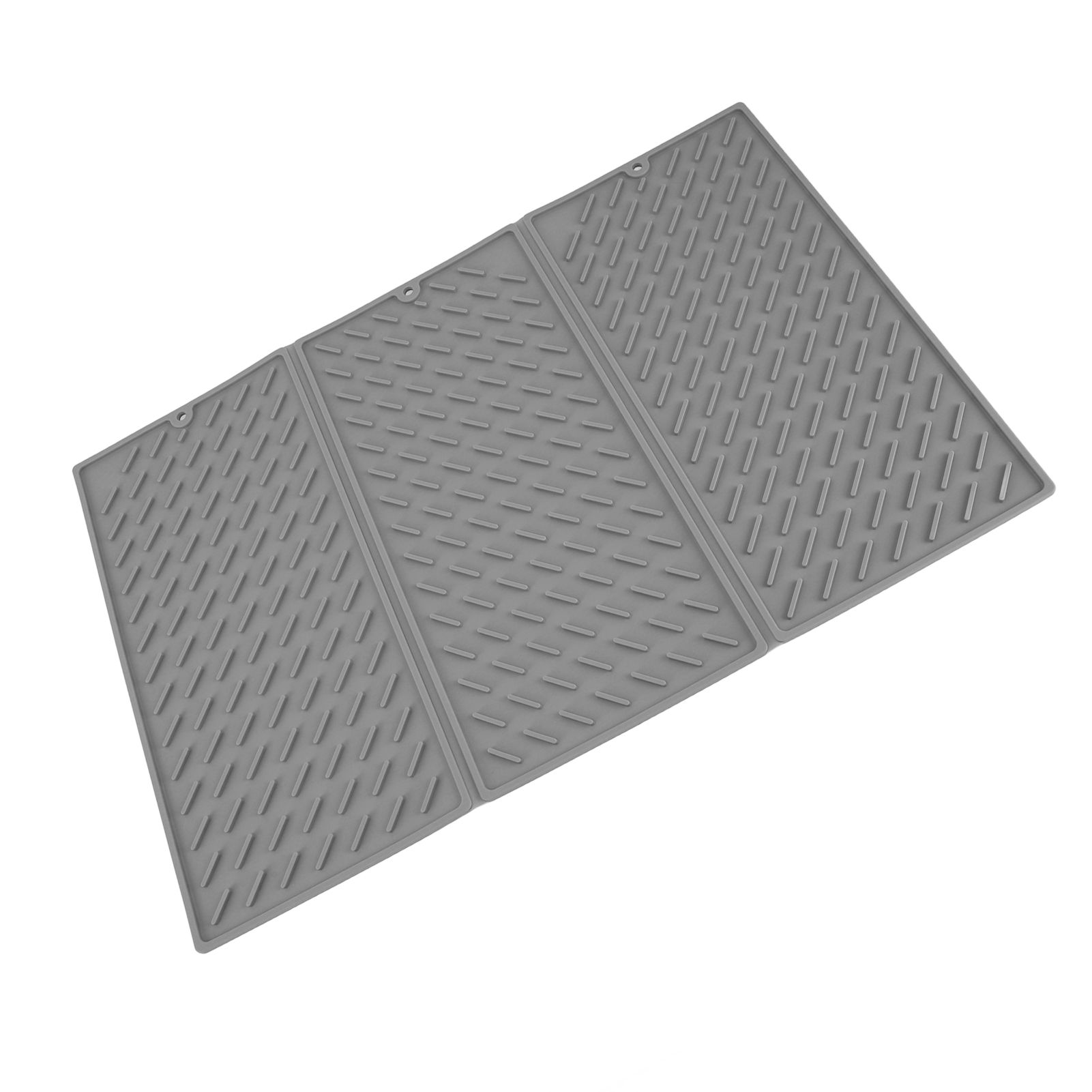 3 Fold Counter Foldable Drying Mat Silicone Fast Drying Waterproof Reusable Drying Kitchen Mat for Kitchen Bathroom Grey - Image 4