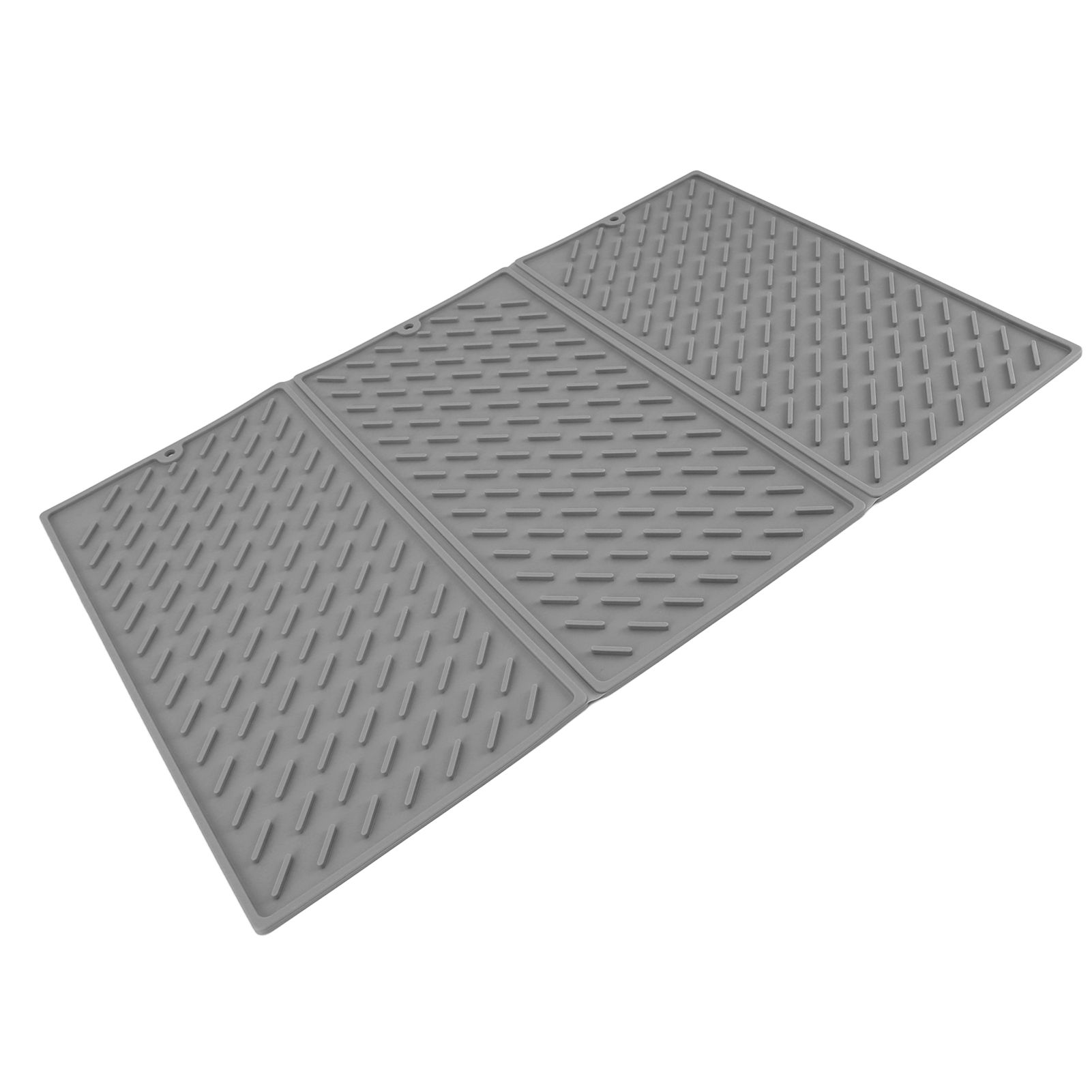 3 Fold Counter Foldable Drying Mat Silicone Fast Drying Waterproof Reusable Drying Kitchen Mat for Kitchen Bathroom Grey - Image 5