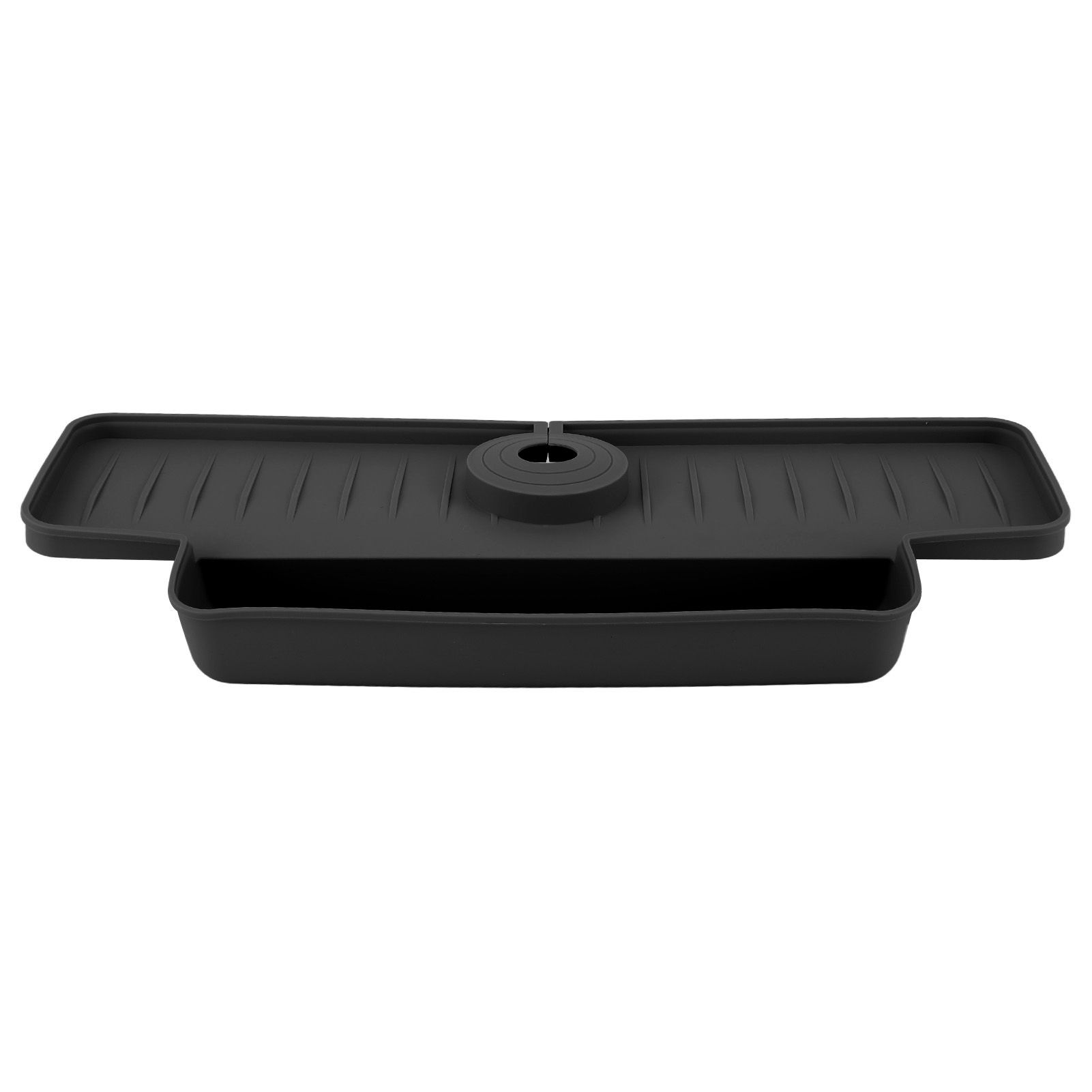 Faucet Splash Proof Draining Rack Silicone Foldable Faucet Handle Drip Catcher Tray Drainer Shelf Basket for Kitchen Black - Image 1