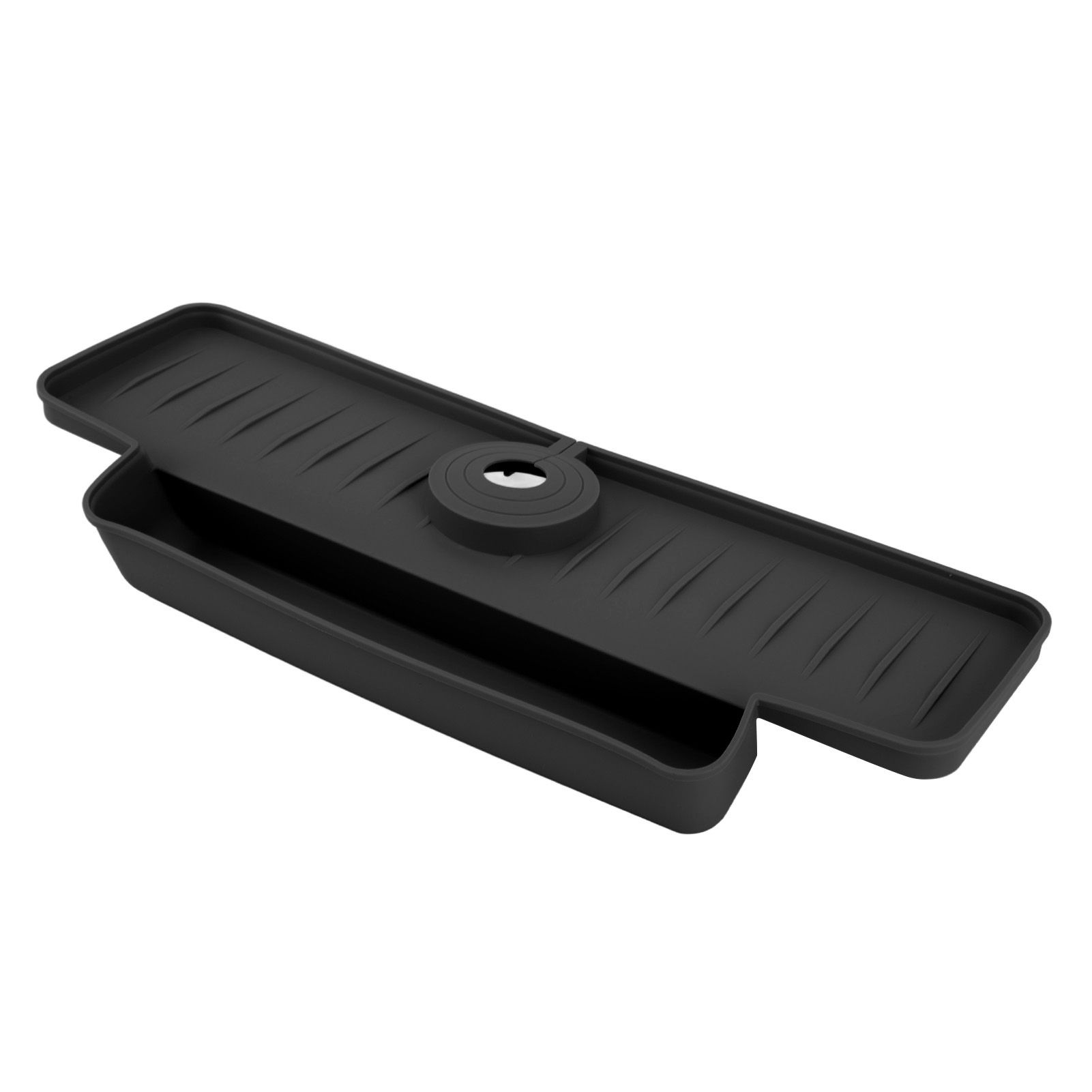 Faucet Splash Proof Draining Rack Silicone Foldable Faucet Handle Drip Catcher Tray Drainer Shelf Basket for Kitchen Black - Image 3