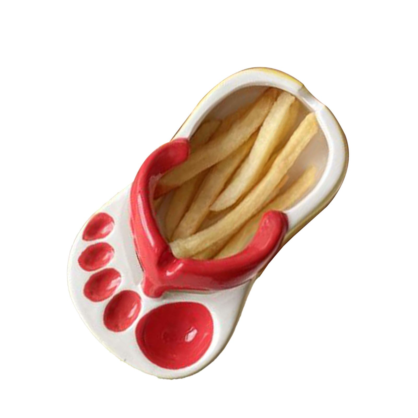 Ceramic French Fries Dish Cute Flip Flops French Fries Plate Cute Ceramic Bowl Flip Flops Shaped Snack Chip Soy Sauce Serving Dish Bowl Plate Red - Image 3