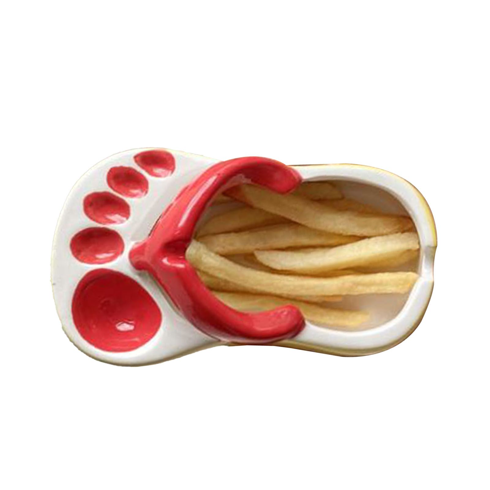Ceramic French Fries Dish Cute Flip Flops French Fries Plate Cute Ceramic Bowl Flip Flops Shaped Snack Chip Soy Sauce Serving Dish Bowl Plate Red - Image 4