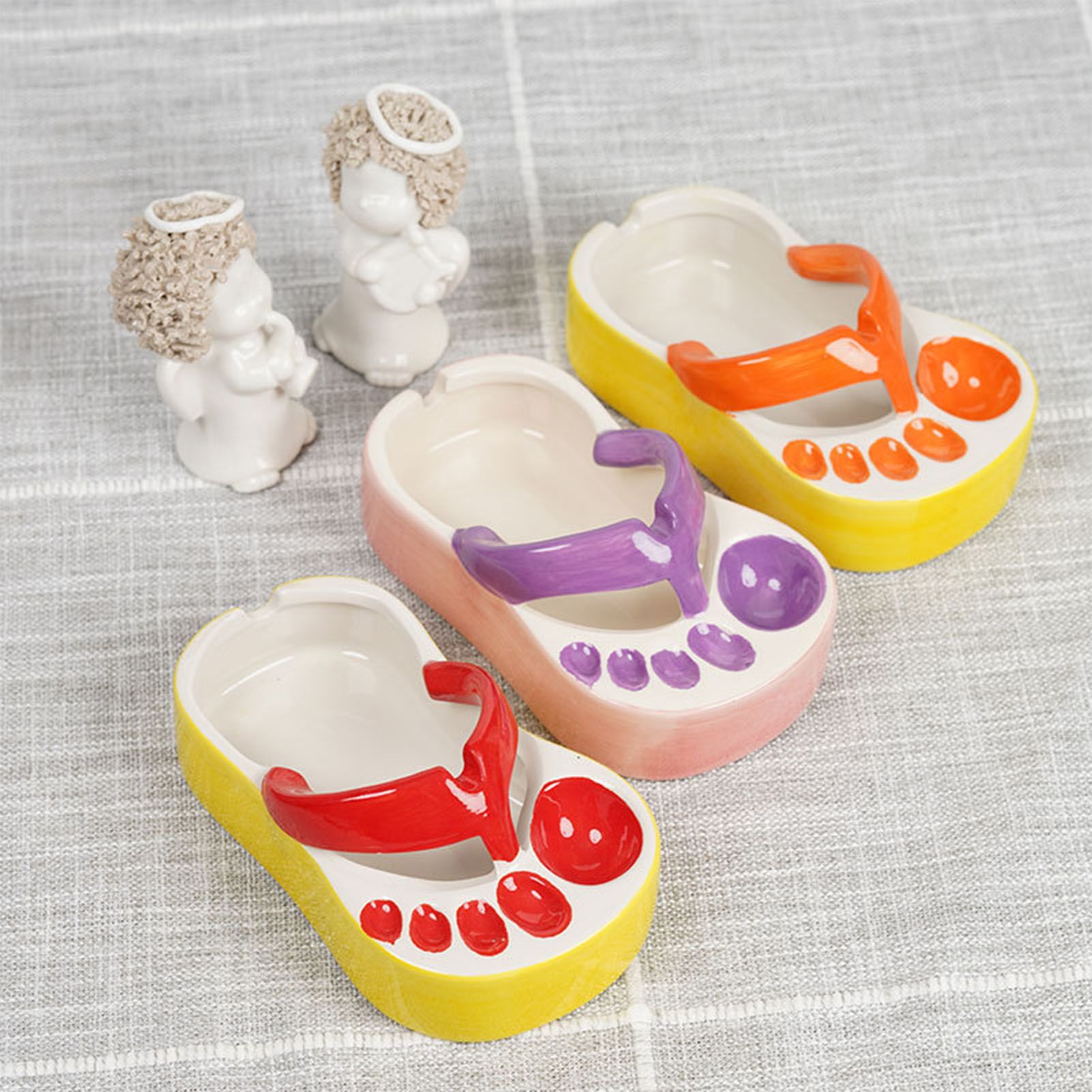 Ceramic French Fries Dish Cute Flip Flops French Fries Plate Cute Ceramic Bowl Flip Flops Shaped Snack Chip Soy Sauce Serving Dish Bowl Plate Purple - Image 5